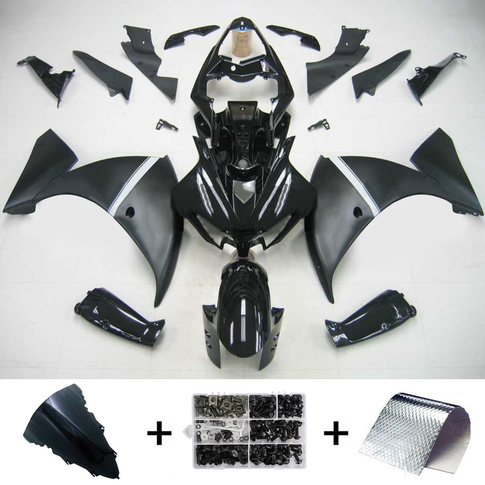 Amotopart Yamaha 2012-2014 YZF 1000 R1 Black Fairing Kit