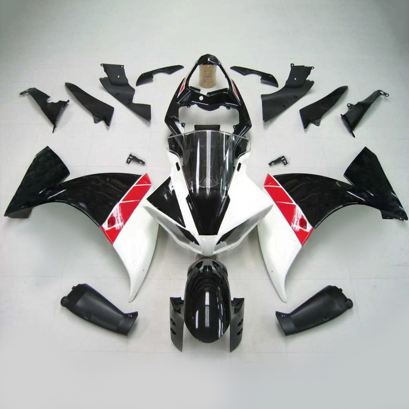 Amotopart Yamaha 2012-2014 YZF 1000 R1 White Black Fairing Kit