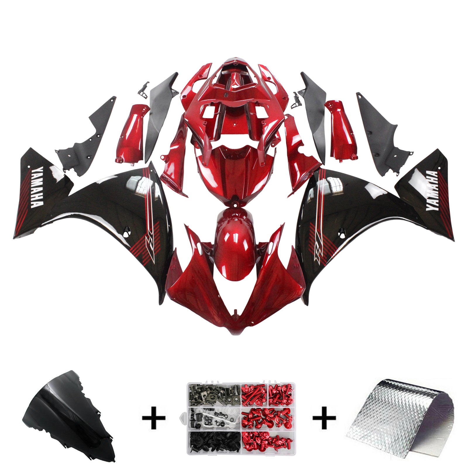 Amotopart Yamaha 2012-2014 YZF 1000 R1 Kit de carenado rojo negro