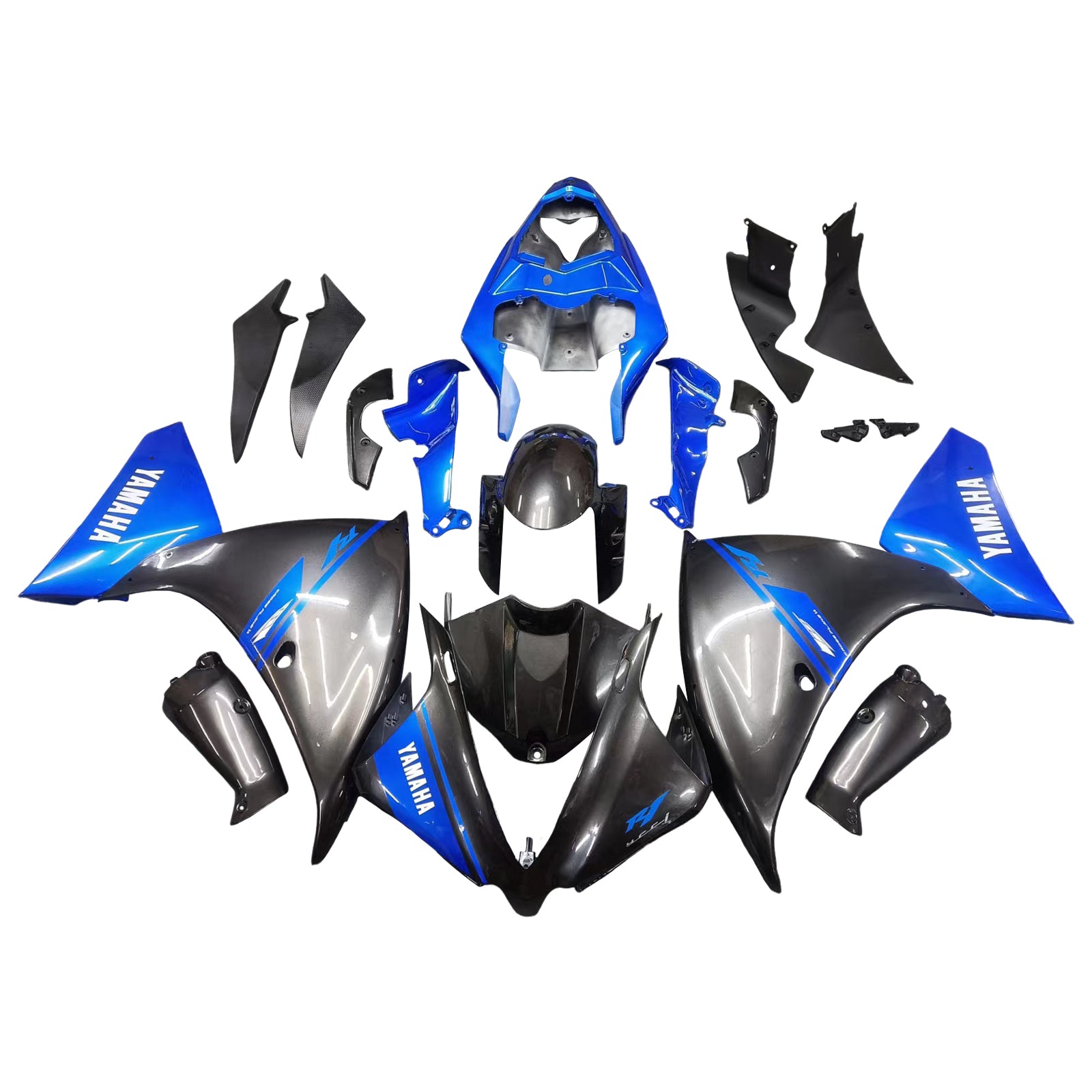 Amotopart Yamaha 2012-2014 YZF 1000 R1 Black Blue Fairing Kit