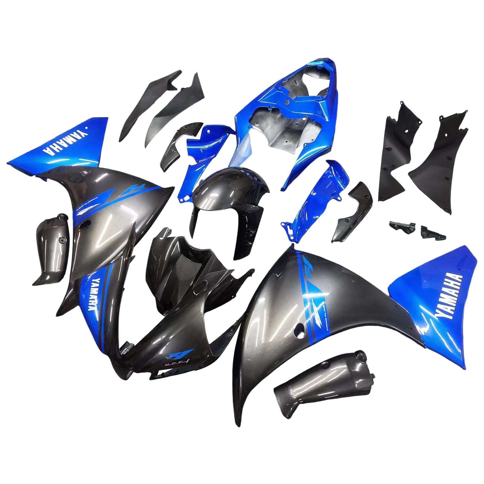 Amotopart Yamaha 2012-2014 YZF 1000 R1 Black Blue Fairing Kit