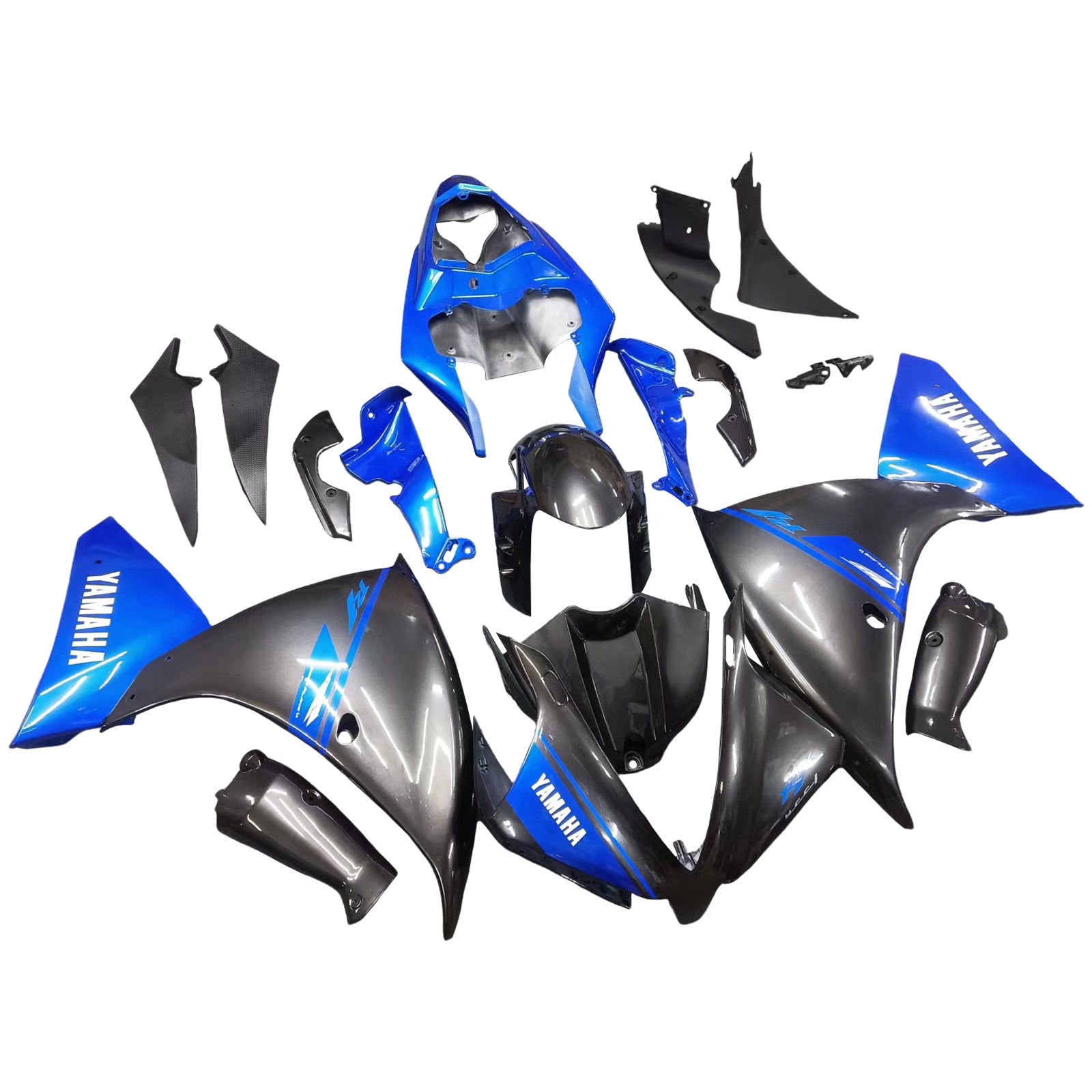 Amotopart Yamaha 2012-2014 YZF 1000 R1 Black Blue Fairing Kit