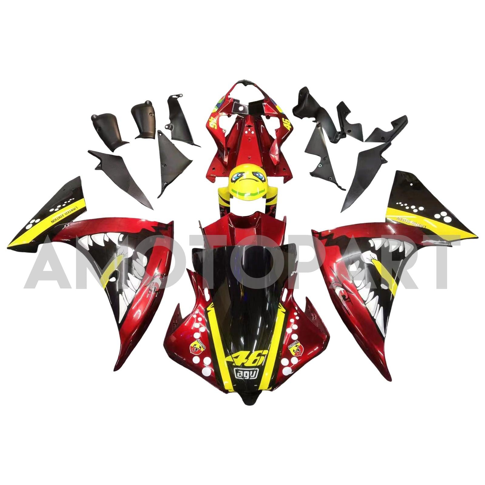 Amotopart Yamaha 2012-2014 YZF 1000 R1 Red Yellow Reading Kit