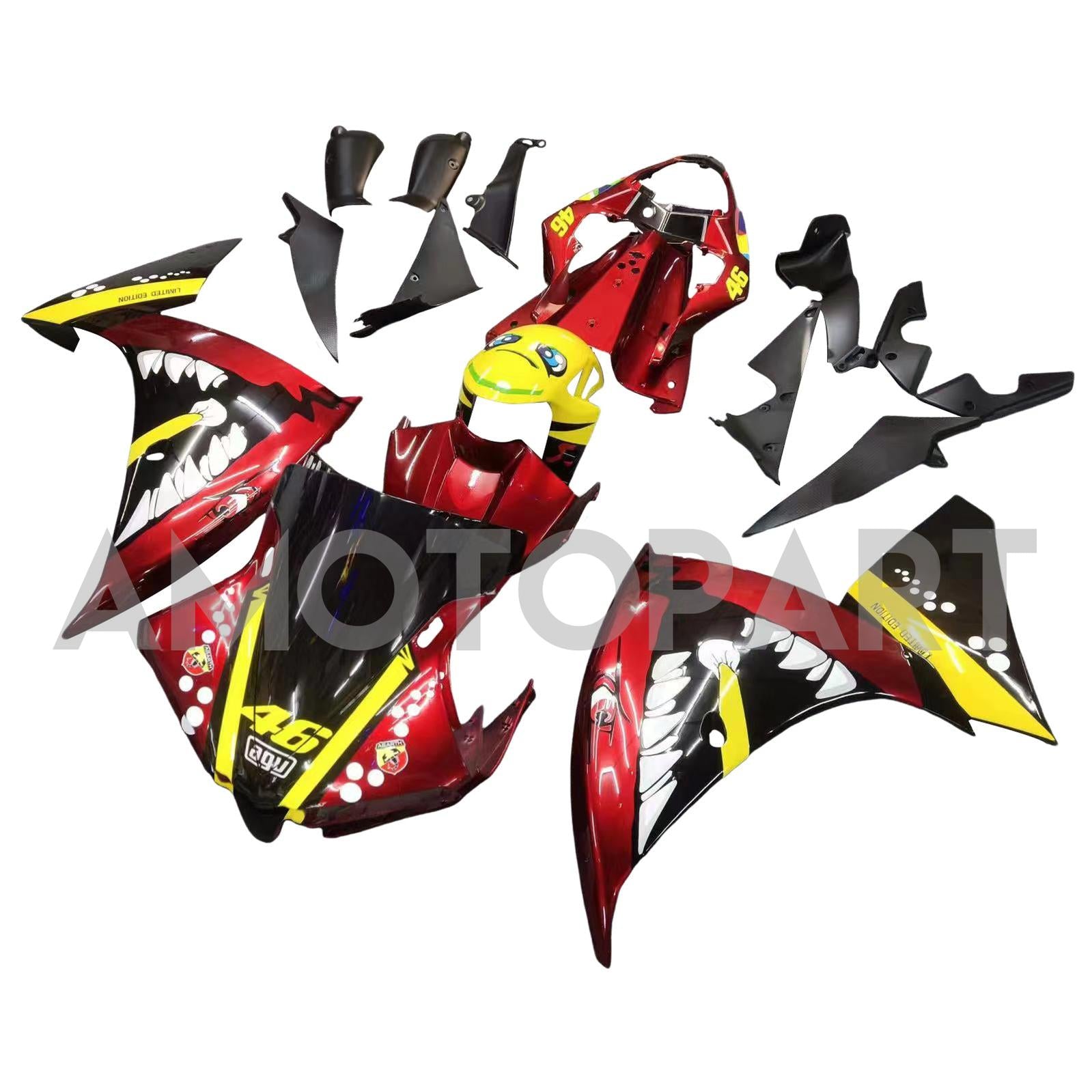 Amotopart Yamaha 2012-2014 YZF 1000 R1 Red Yellow Fairing Kit