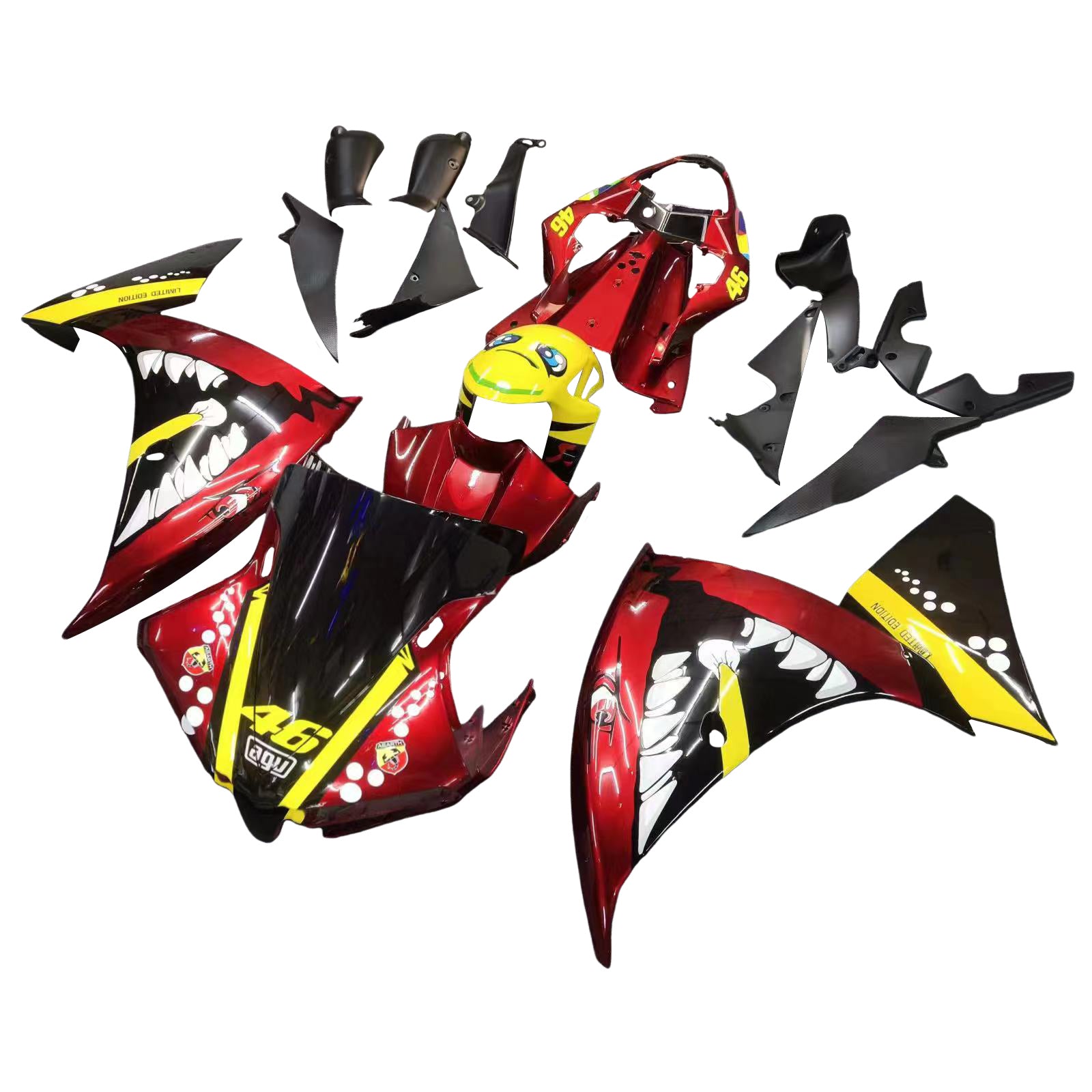 Amotopart Yamaha 2012-2014 YZF 1000 R1 Red Yellow Fairing Kit