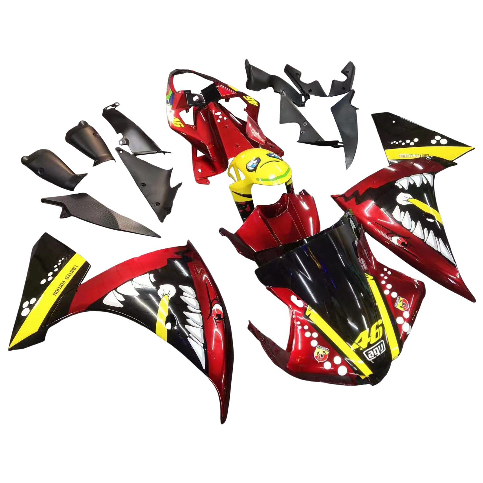 Amotopart Yamaha 2012-2014 YZF 1000 R1 Red Yellow Fairing Kit