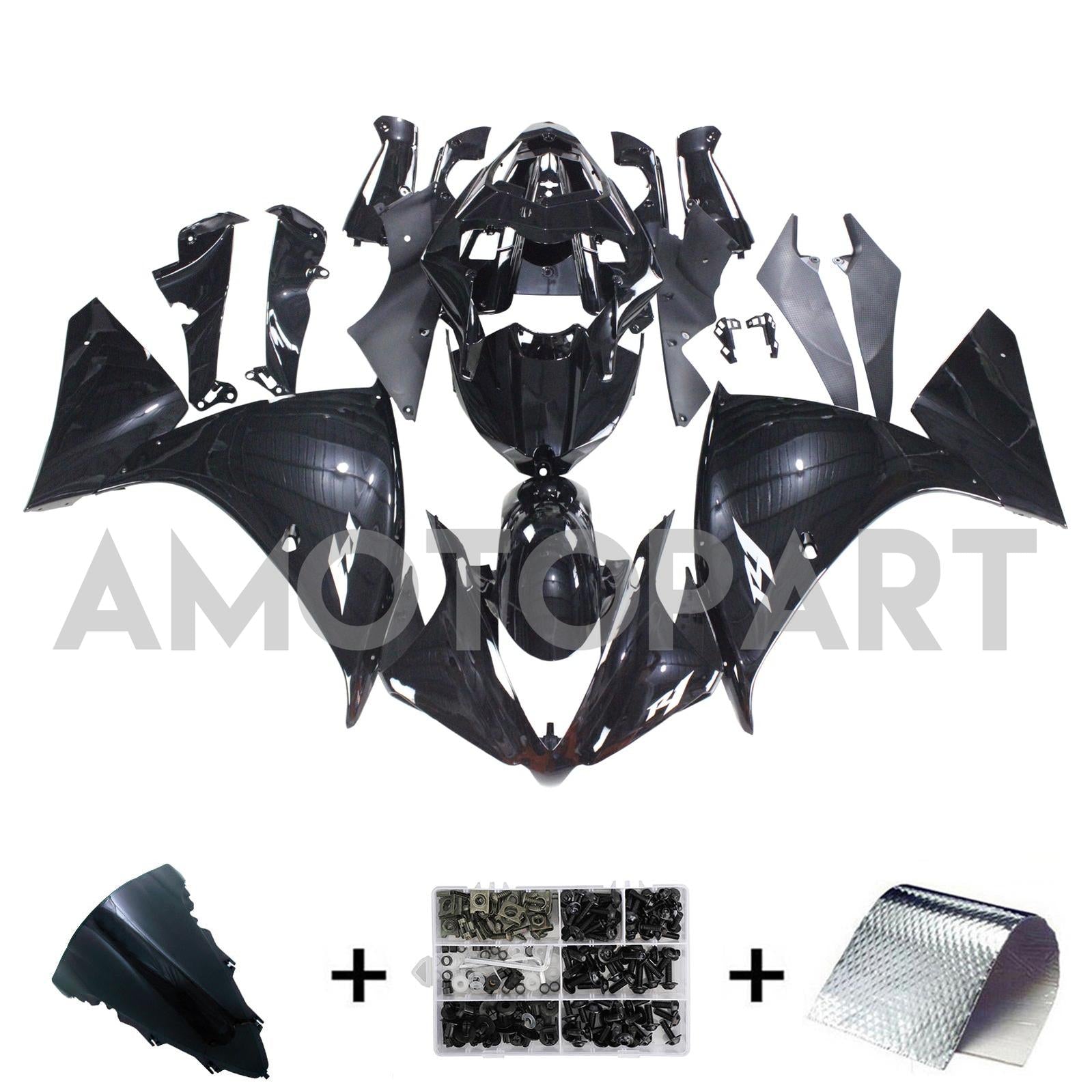 Amotopart Yamaha 2012-2014 YZF 1000 R1 Black  Fairing Kit