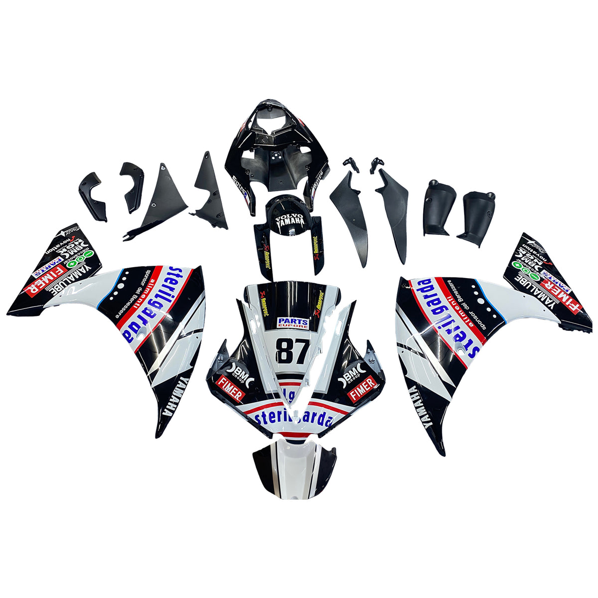 Amotopart Yamaha 2012–2014 YZF 1000 R1 schwarzes Verkleidungsset