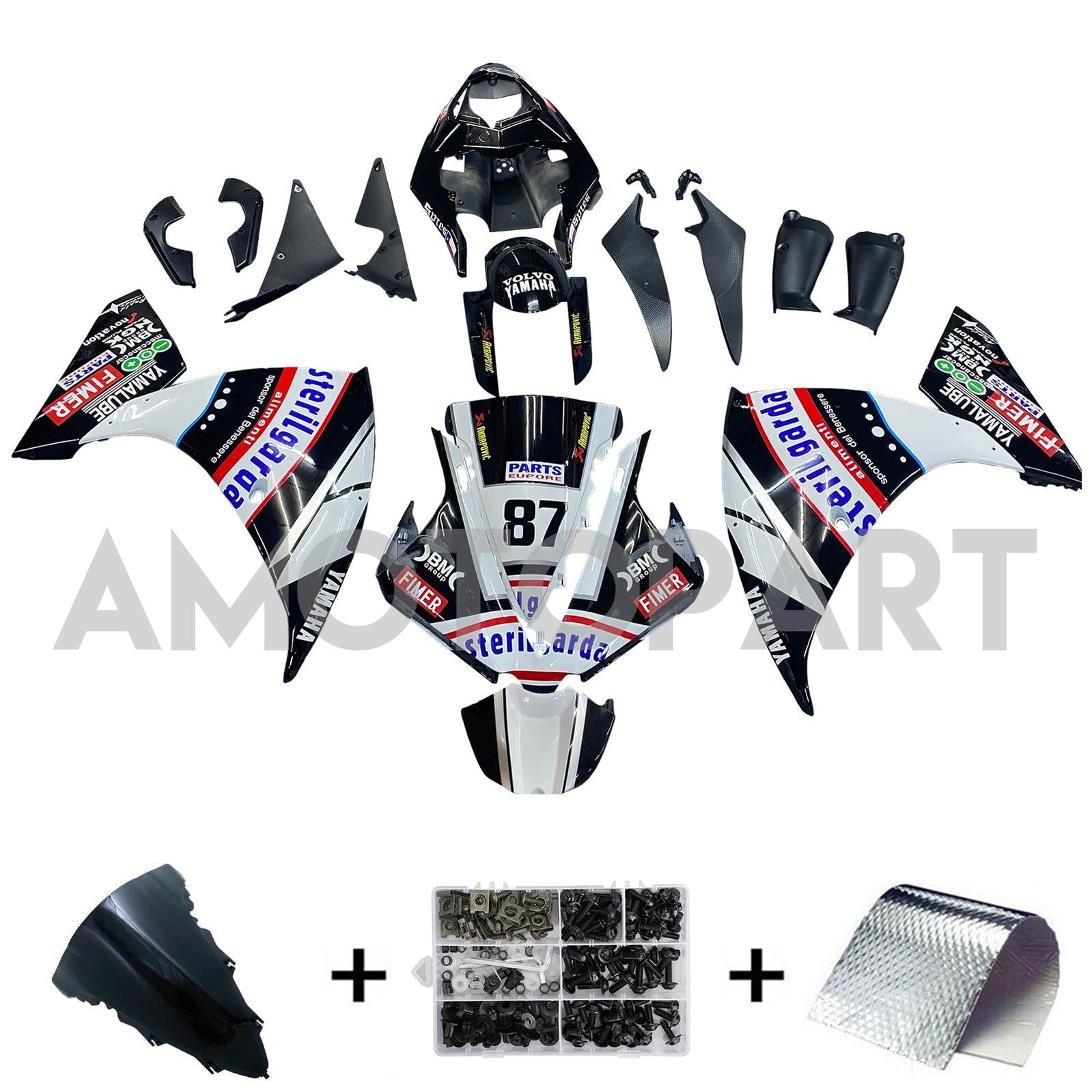 Amotopart Yamaha 2012-2014 YZF 1000 R1 Black Fairing Kit