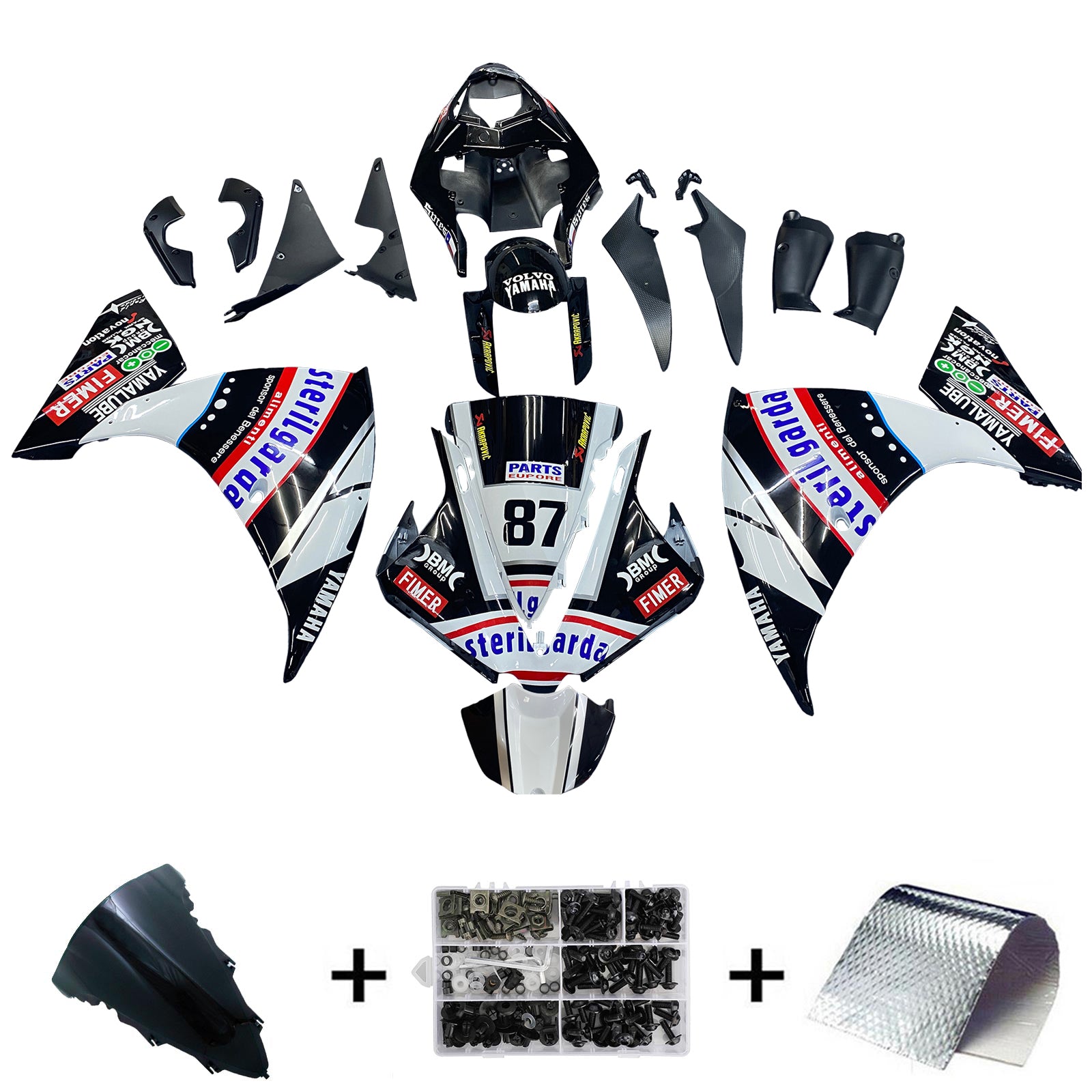 Amotopart ヤマハ 2012-2014 YZF 1000 R1 ブラック フェアリング キット