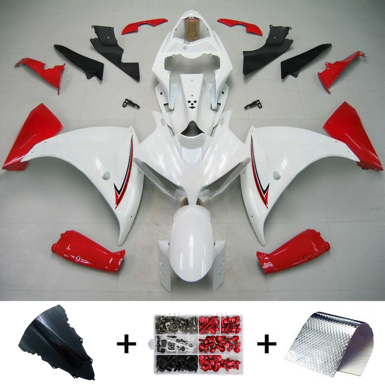 Amotopart Yamaha 2012-2014 YZF 1000 R1 White Red Fairing Kit