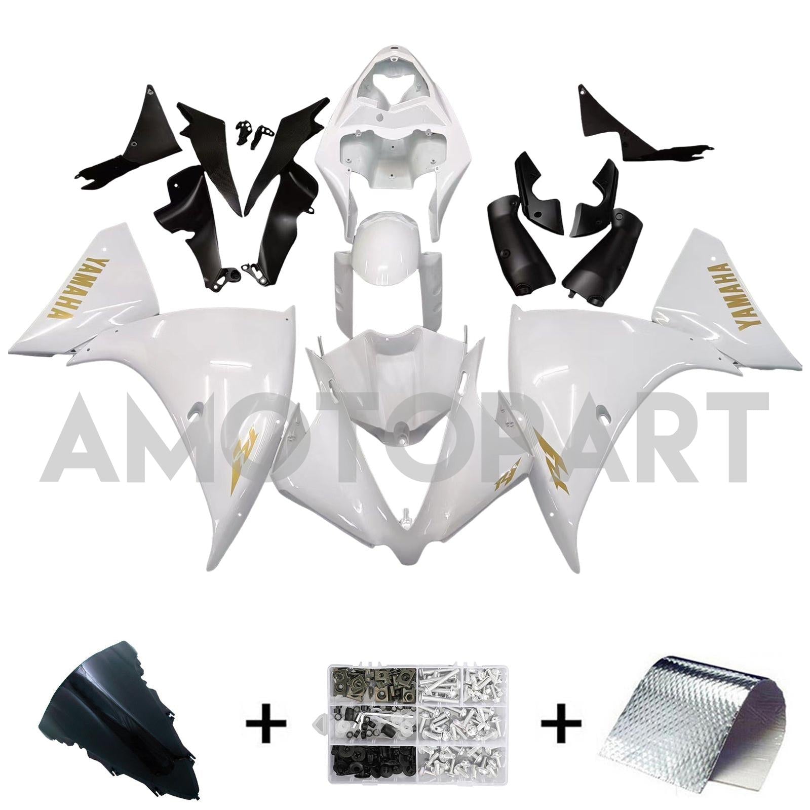 Amotopart Yamaha 2012-2014 YZF 1000 R1 White Fairing Kit