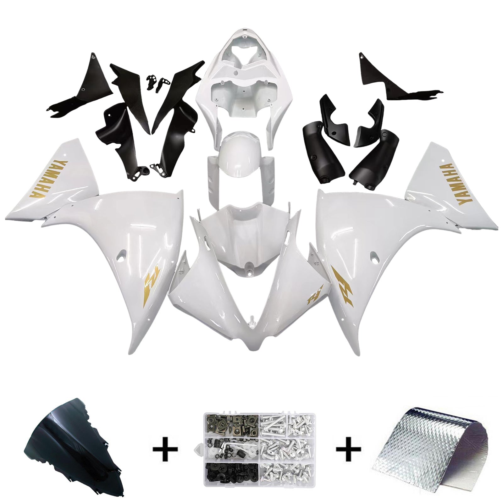 Amotopart Yamaha 2012-2014 YZF 1000 R1 White Fairing Kit