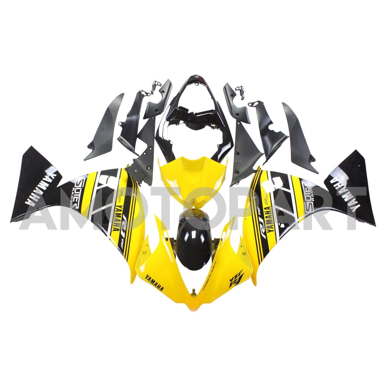 Amotopart Yamaha 2012-2014 YZF 1000 R1 Yellow Black Fairing Kit
