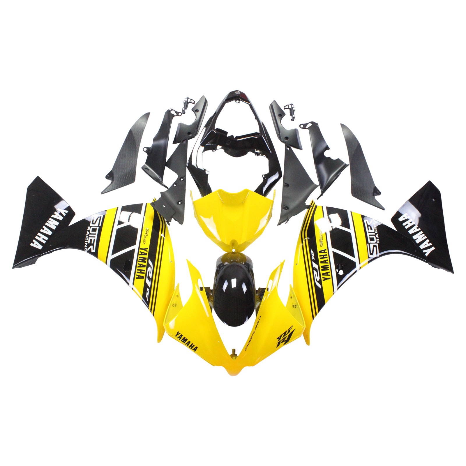 Amotopart Yamaha 2012-2014 YZF 1000 R1 Kit de carenado amarillo negro