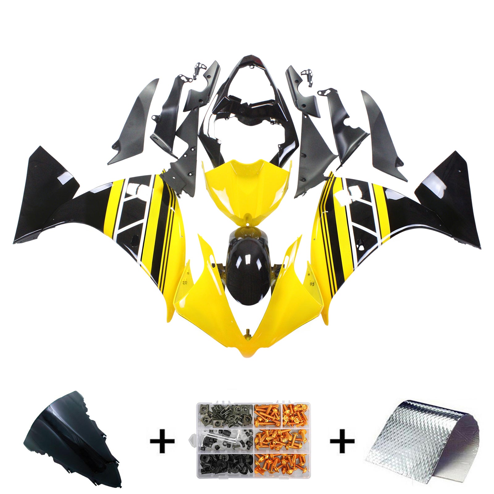 Amotopart Yamaha 2012-2014 YZF 1000 R1 Yellow Black Fairing Kit