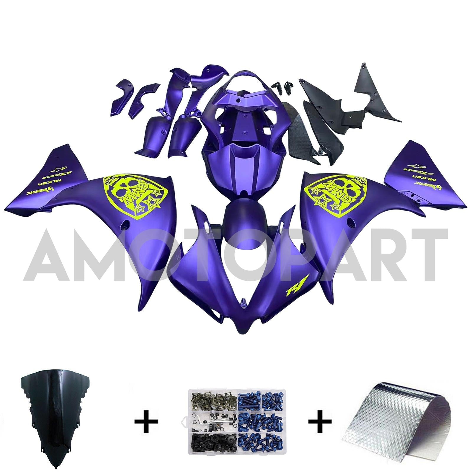 Amotopart Yamaha YZF 1000 R1 2012-2014 Matte Purple Fairing Kit