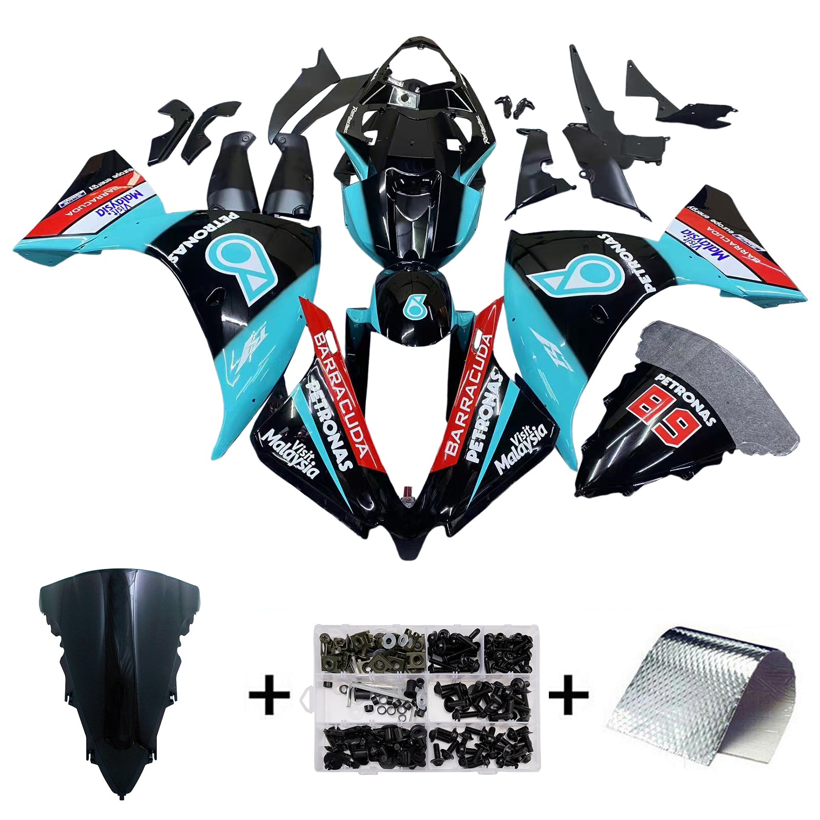 Amotopart Kit carena Patronus blu e nera per Yamaha YZF 1000 R1 2012-2014