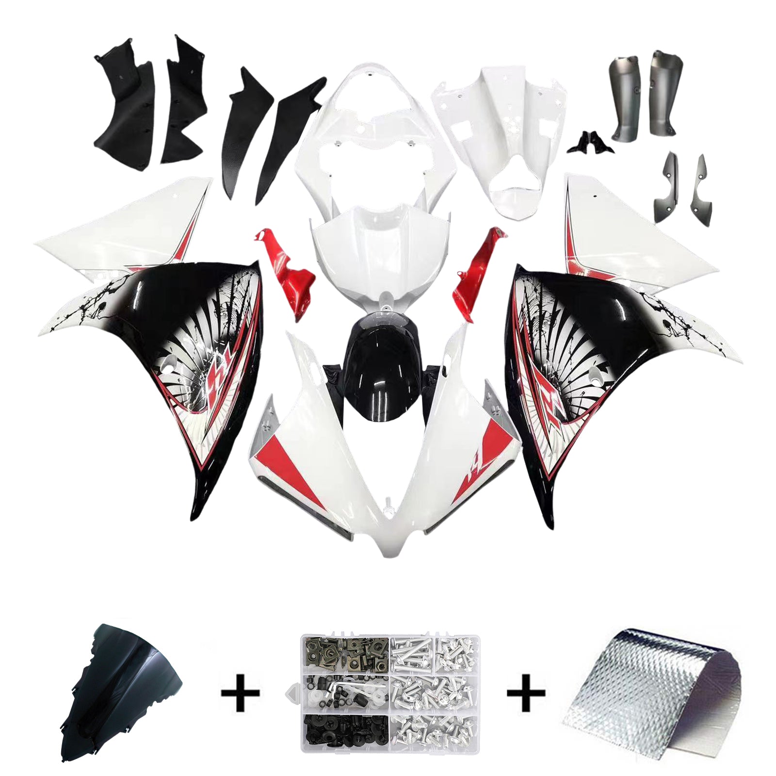 Amotopart Kit carena Bianco&Nero Yamaha YZF 1000 R1 2012-2014
