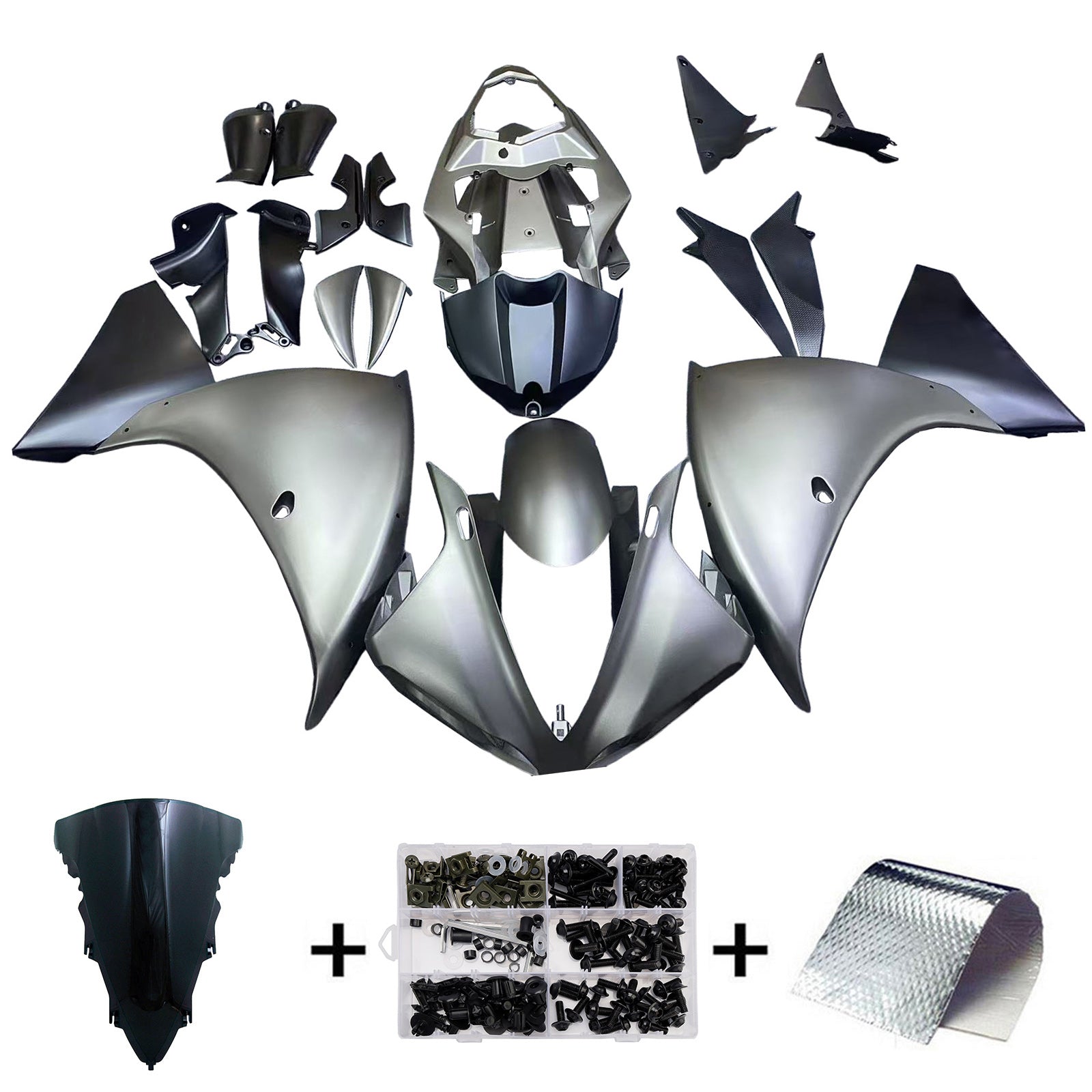 Amotopart Verkleidungsset für Yamaha YZF 1000 R1 2012–2014, mattgrau