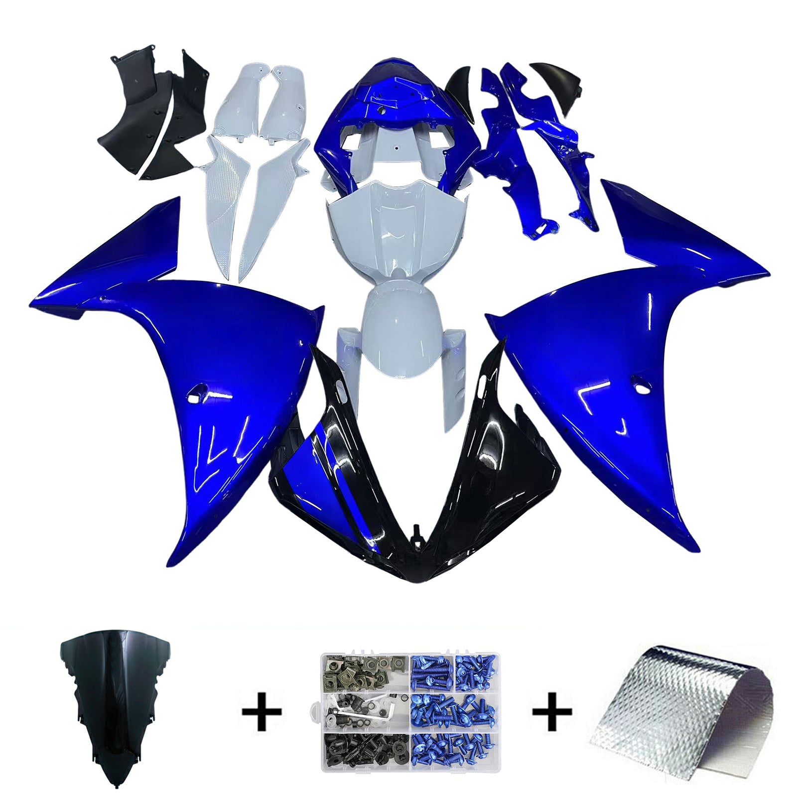 Amotopart 2012-2014 Yamaha YZF 1000 R1 Black Blue Gray Fairing Kit