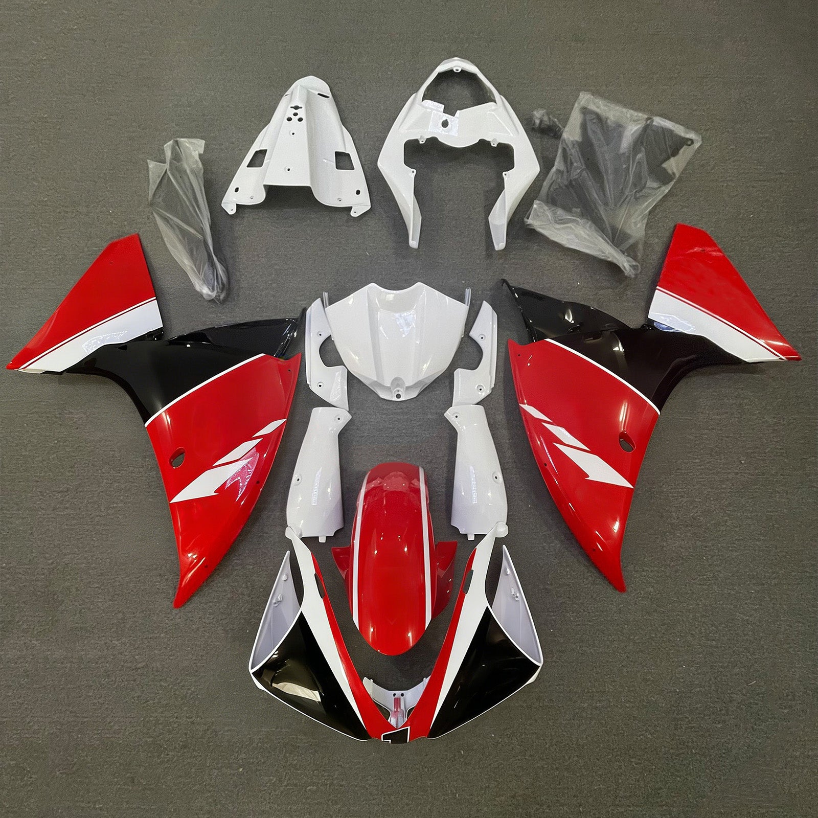 Amotopart 2012-2014 Kit carena Yamaha YZF 1000 R1 Rosso Nero Bianco