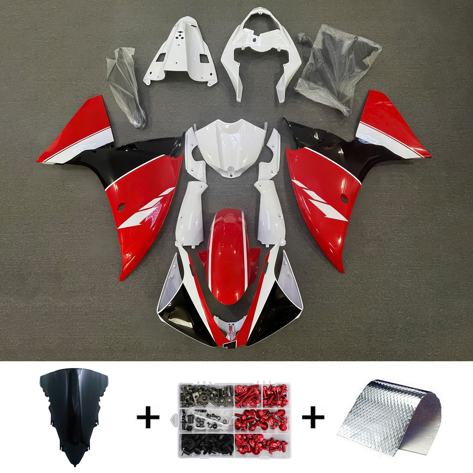 Amotopart 2012-2014 Kit carena Yamaha YZF 1000 R1 Rosso Nero Bianco