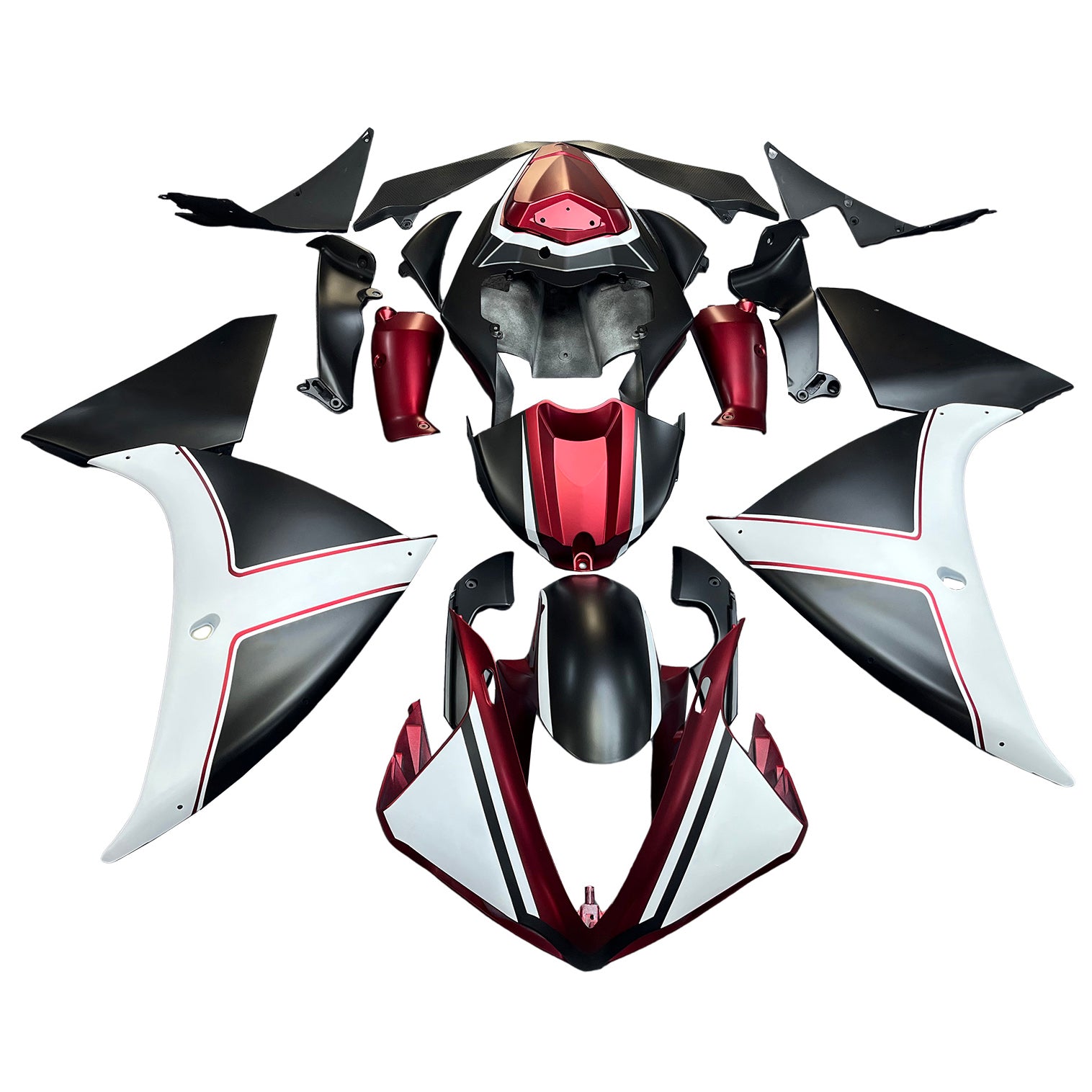 Amotopart 2012-2014 Kit carena Yamaha YZF 1000 R1 nero opaco bianco rosso
