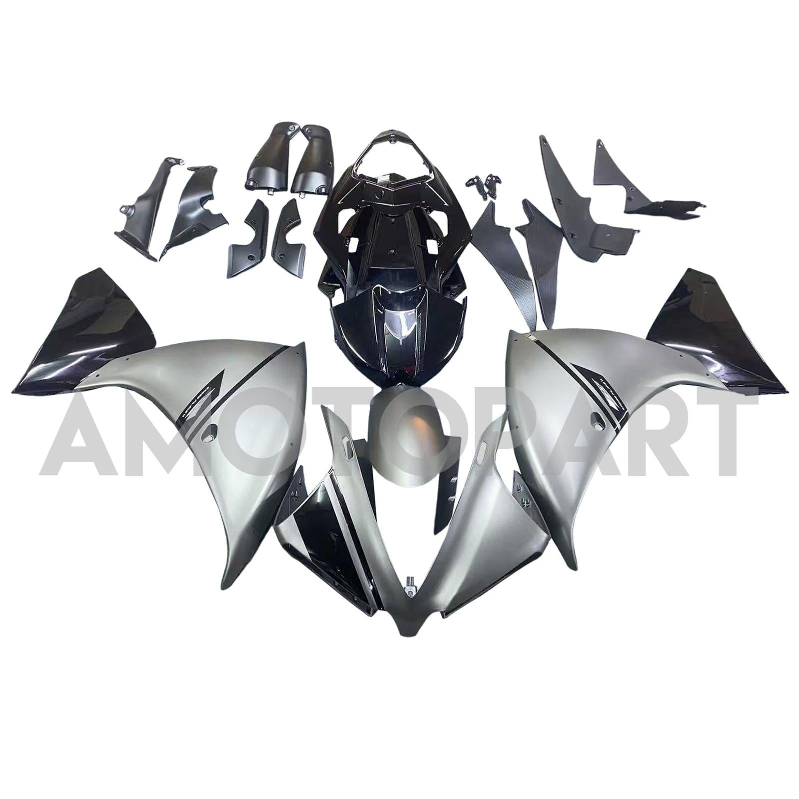 Amotopart 2012-2014 Yamaha YZF 1000 R1 Black Gray Fairing Kit
