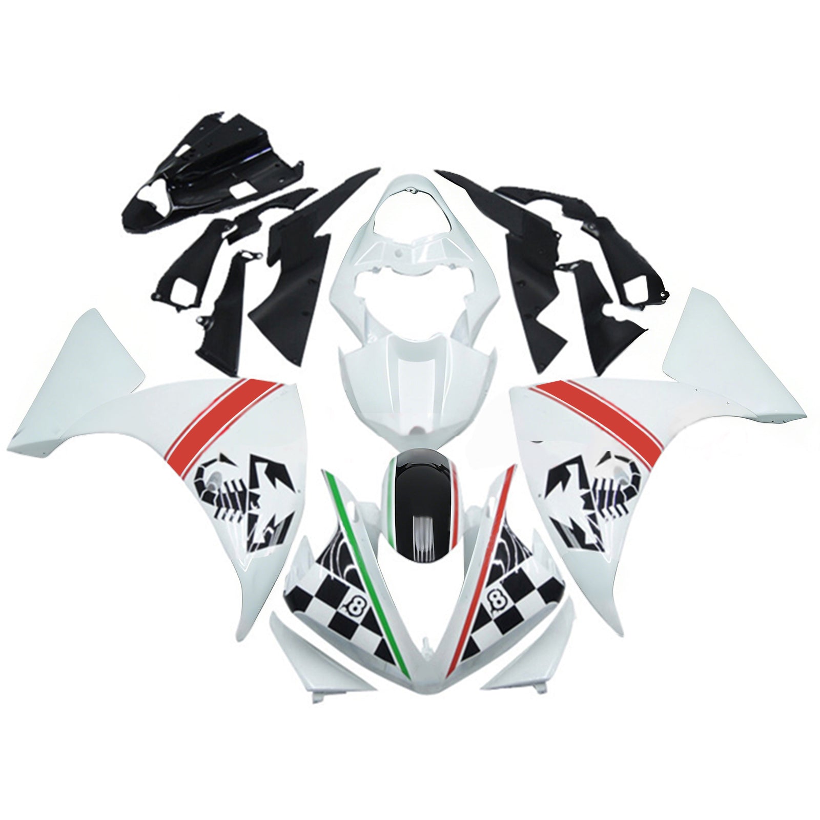 Amotopart 2012-2014 Kit carena Yamaha YZF 1000 R1 bianco nero