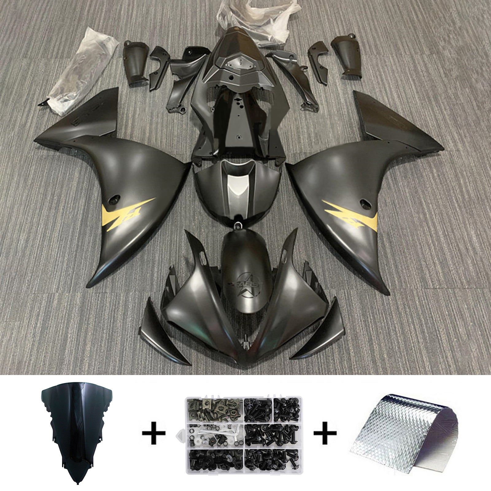 Amotopart 2012-2014 Kit carena Yamaha YZF 1000 R1 nero opaco