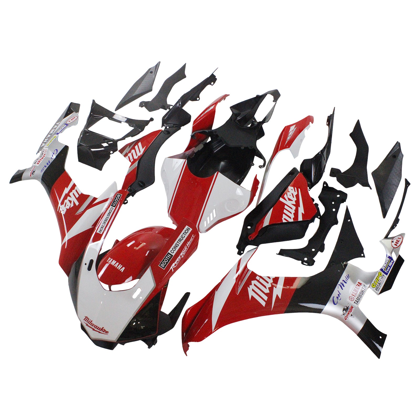 Amotopart Yamaha 2015-2019 YZF 1000 R1 Red Black Fairing Kit