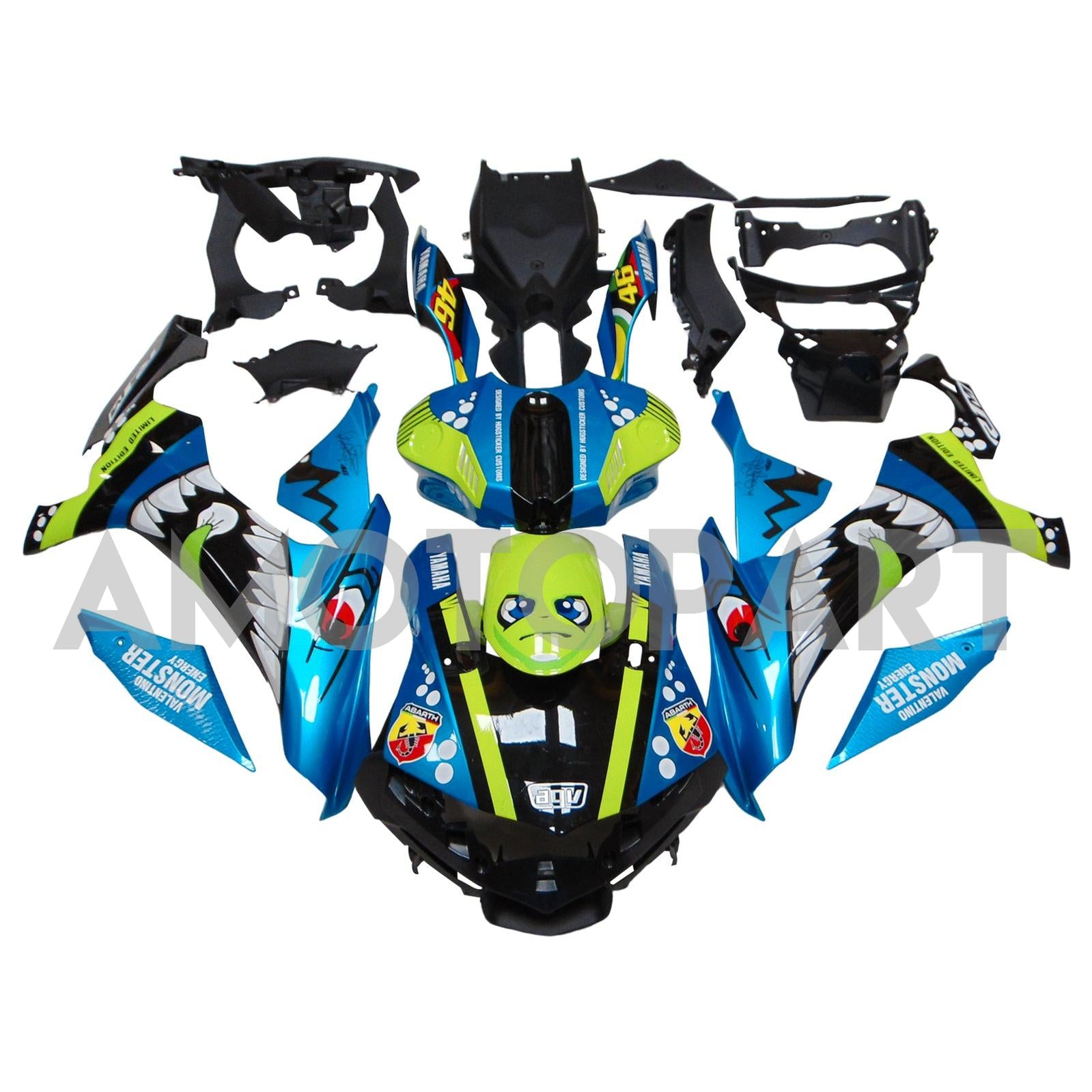 Amotopart Yamaha 2015-2019 YZF 1000 R1 Blue Fairing Kit