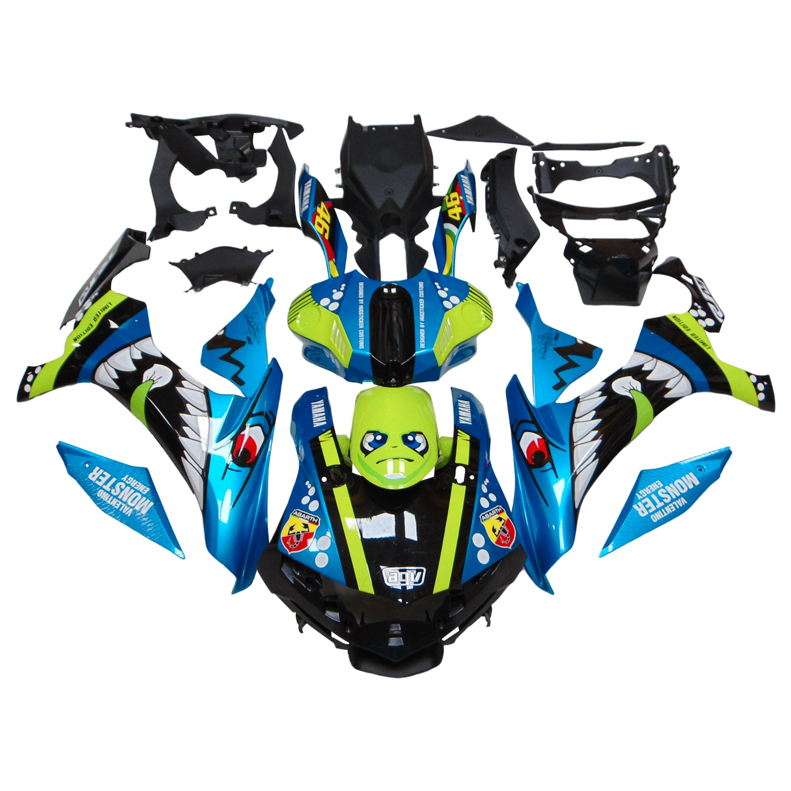 Kit de carénage Amotopart Yamaha 2015-2019 YZF 1000 R1 bleu