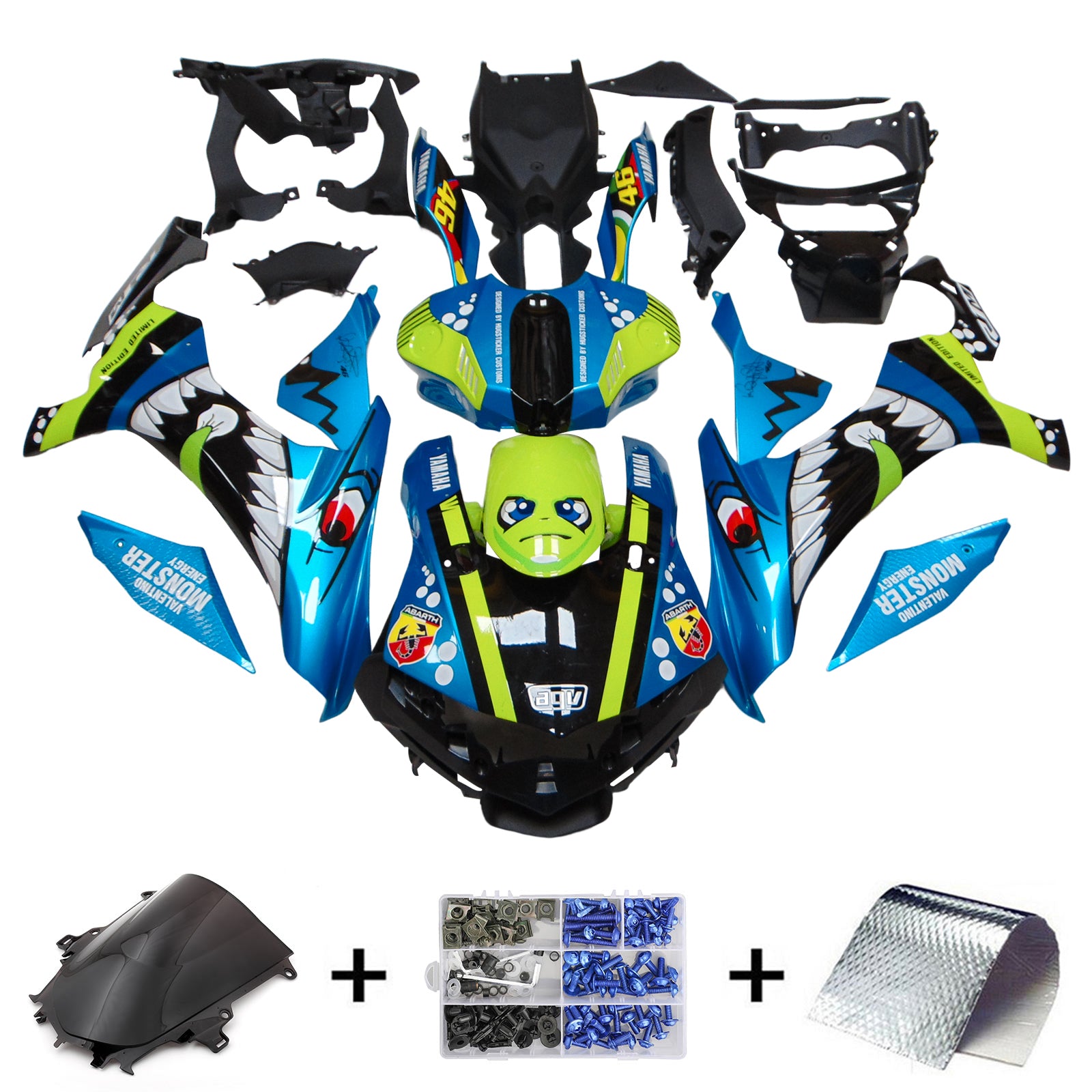 Kit carena Amotopart Yamaha 2015-2019 YZF 1000 R1 Blu