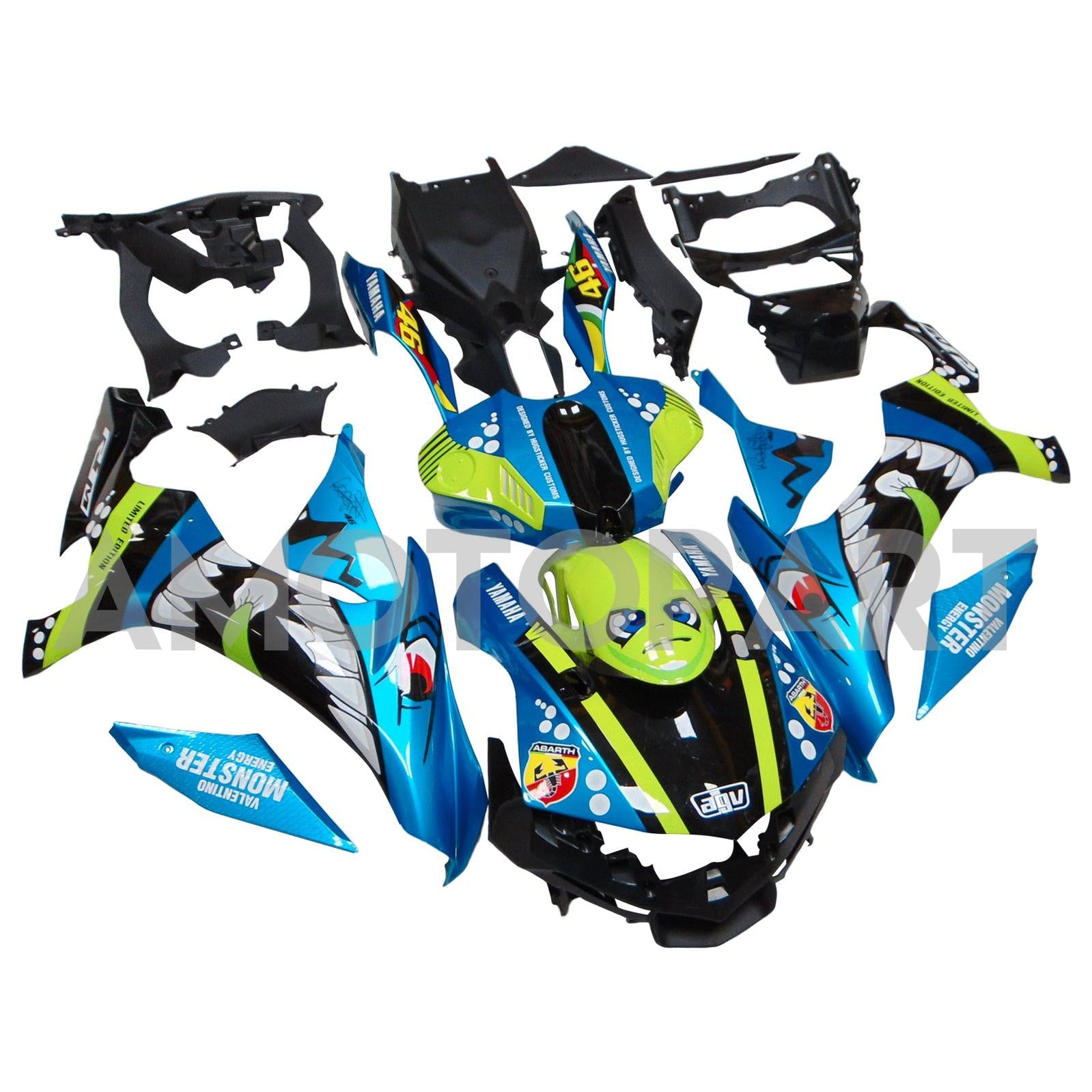 Amotopart Yamaha 2015-2019 YZF 1000 R1 Blue Fairing Kit