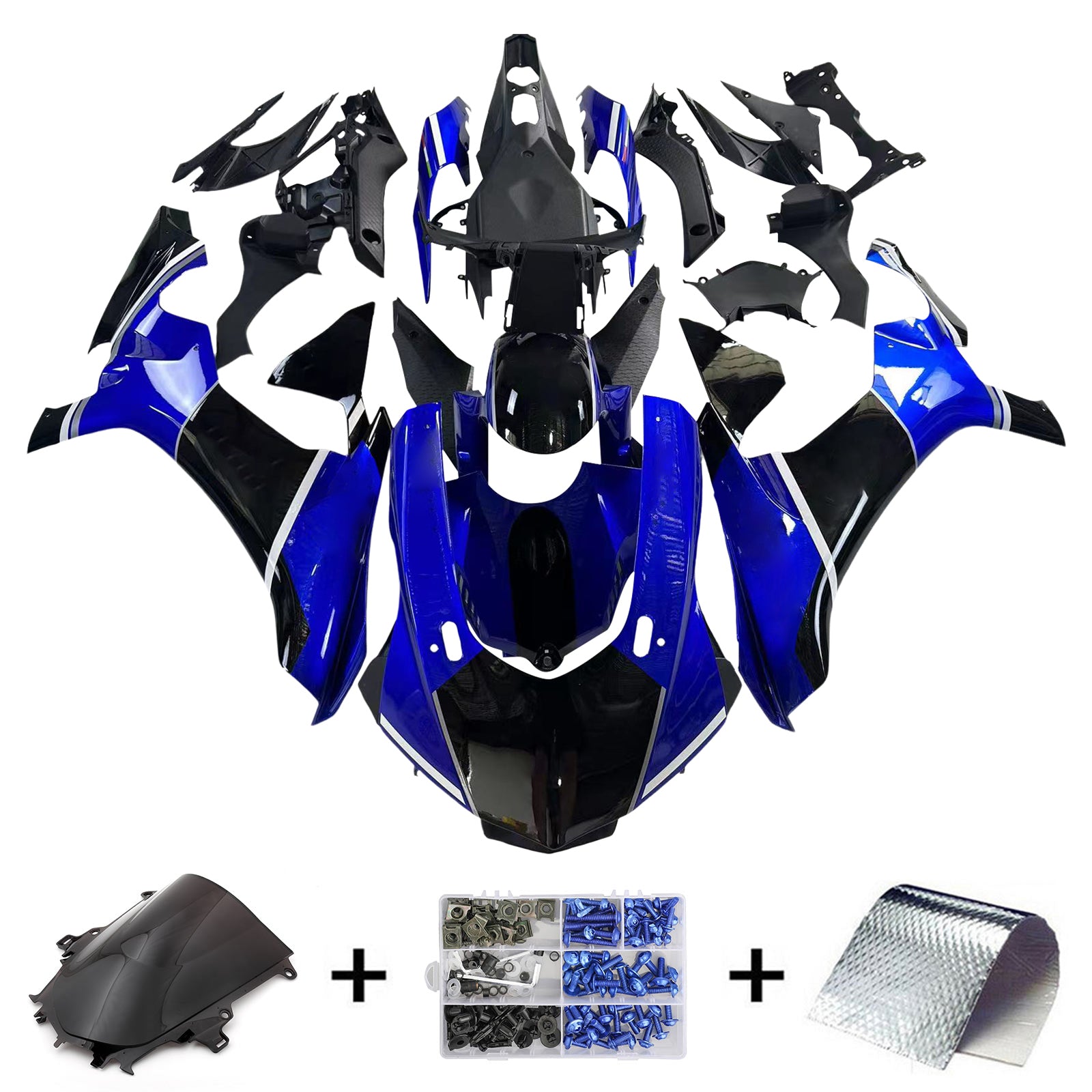 Amotopart Yamaha 2015-2019 YZF 1000 R1 Blue Black Fairing Kit