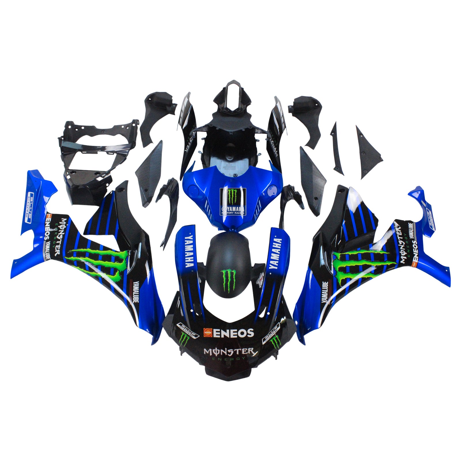 Amotopart Yamaha YZF 1000 R1 2015-2019 Kit de carénage Monster bleu et noir