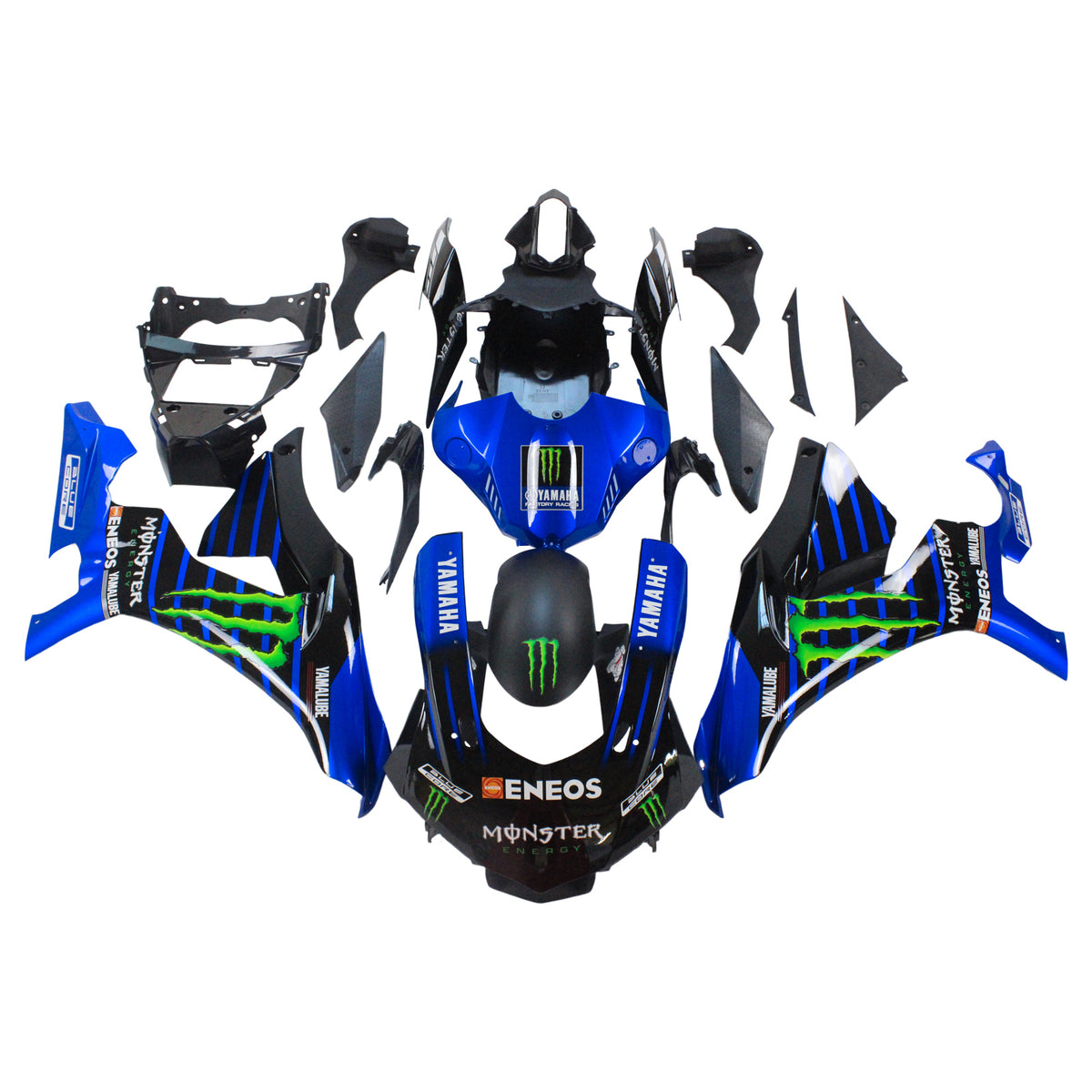 Amotopart Yamaha YZF 1000 R1 2015–2019 Blau-schwarzes Monster-Verkleidungsset
