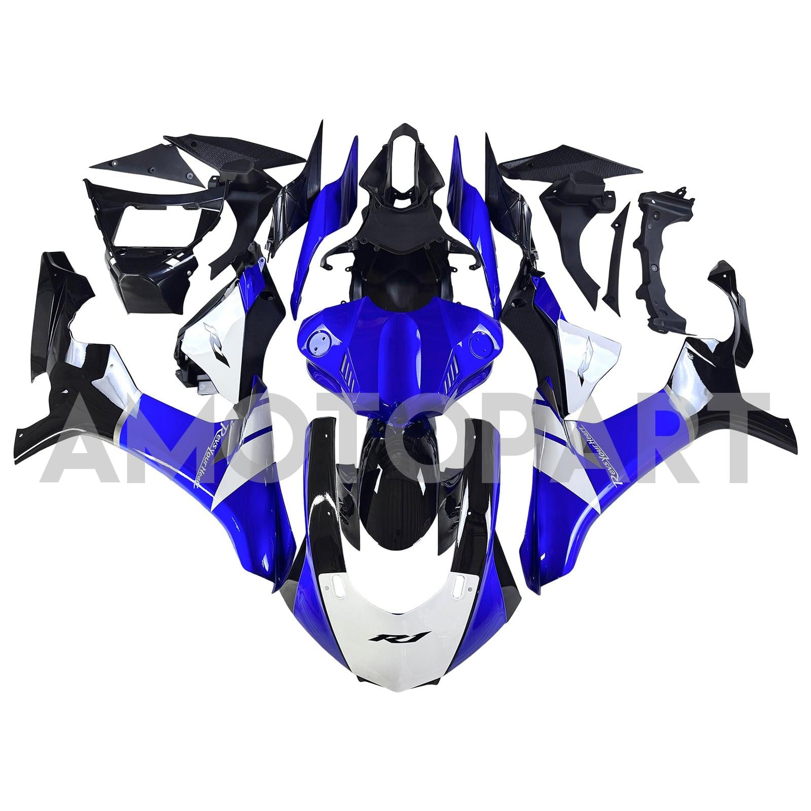 Amotopart Yamaha YZF 1000 R1 2015-2019 Blue & White Fairing Kit