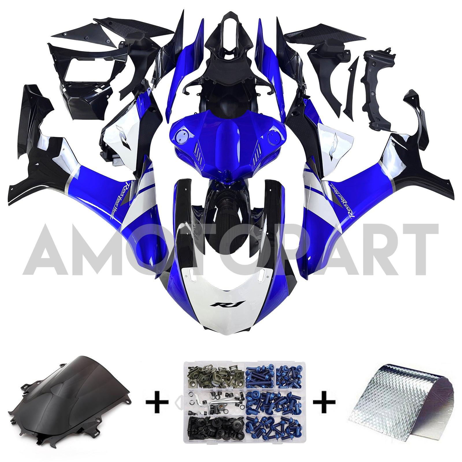 Amotopart Yamaha YZF 1000 R1 2015-2019 Blue & White Fairing Kit
