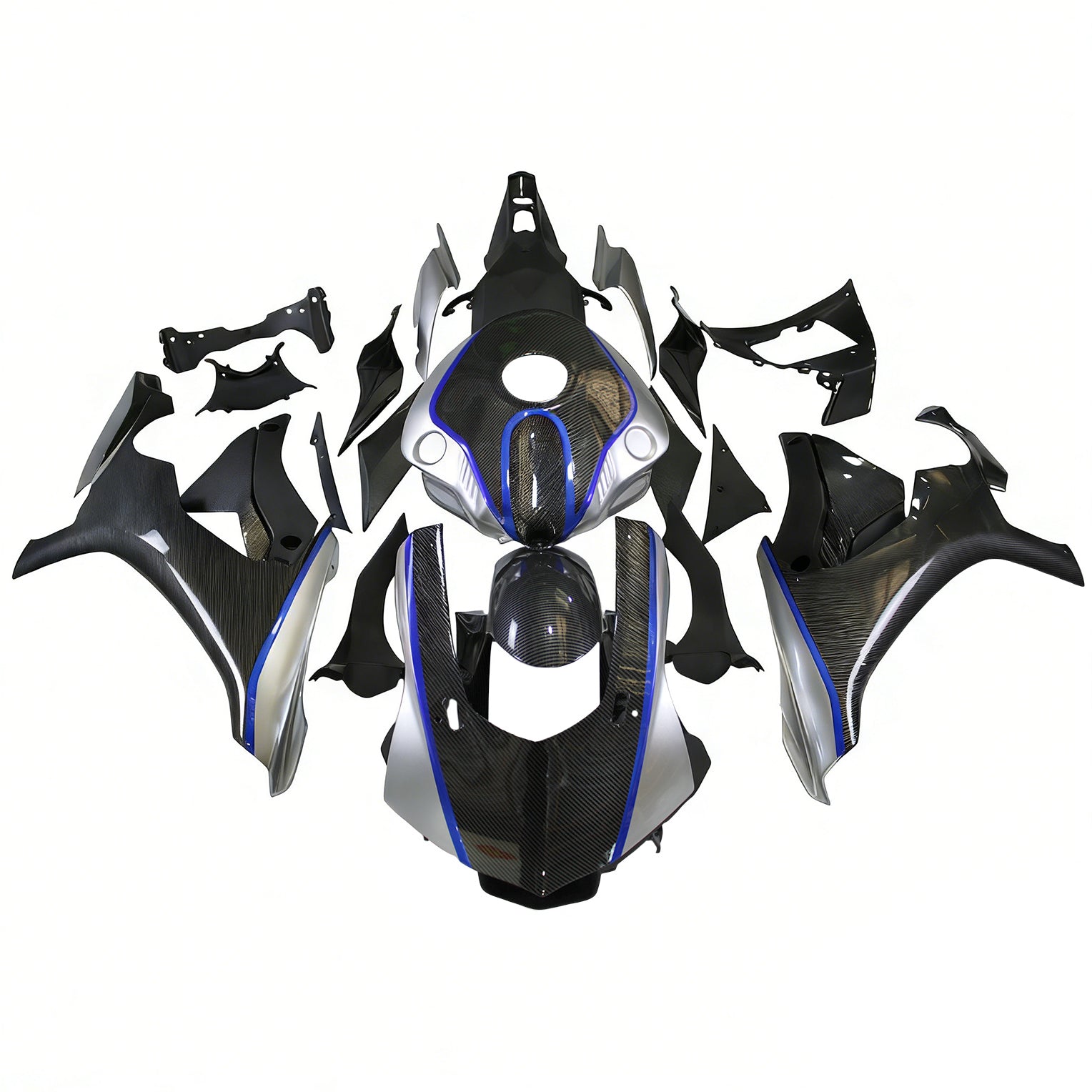 Amotopart ヤマハ 2015-2019 YZF 1000 R1 ブルー&ブラック カーボンファイバー フェアリングキット