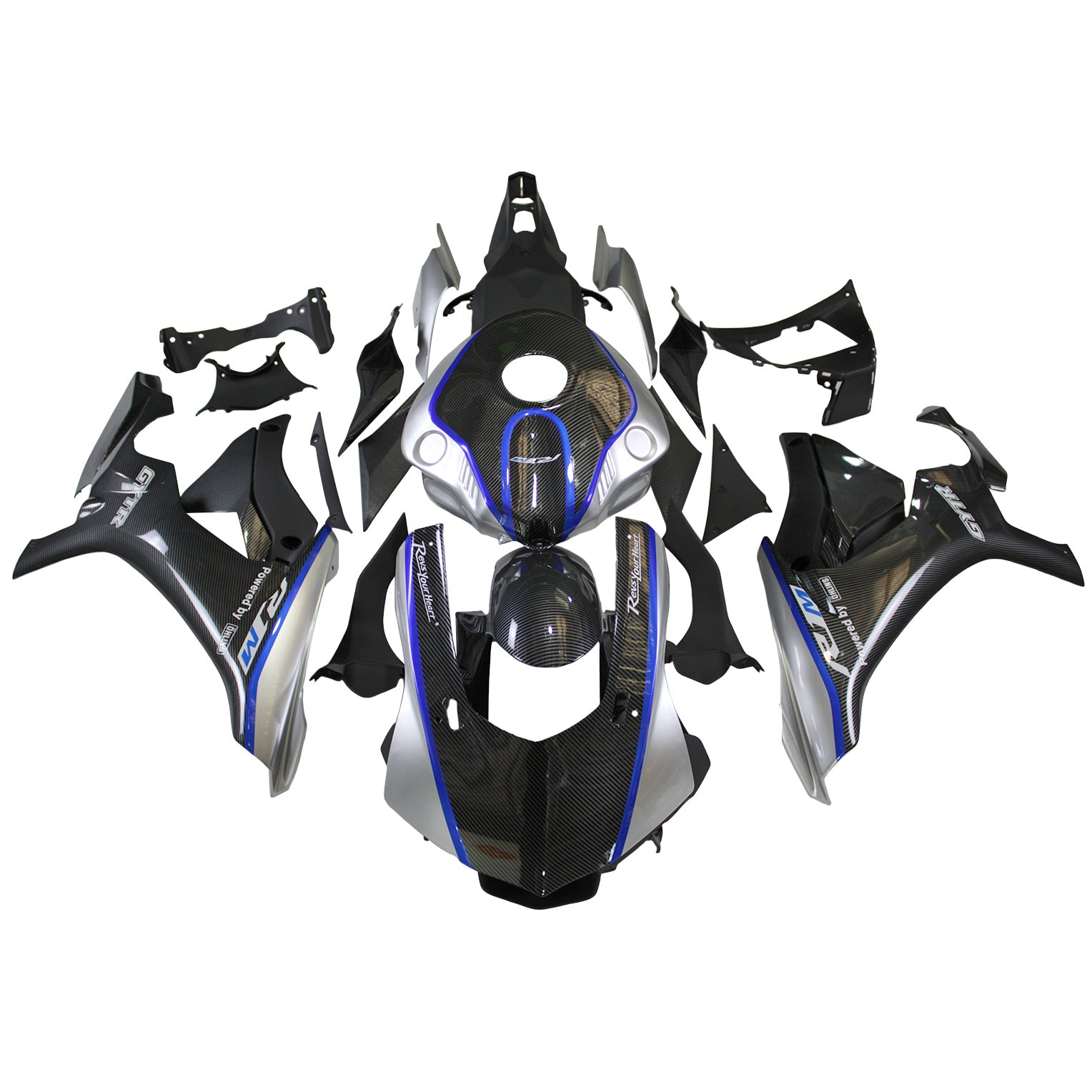Amotopart Yamaha 2015-2019 YZF 1000 R1 Blue & Black Carbon Fiber Fairing Kit