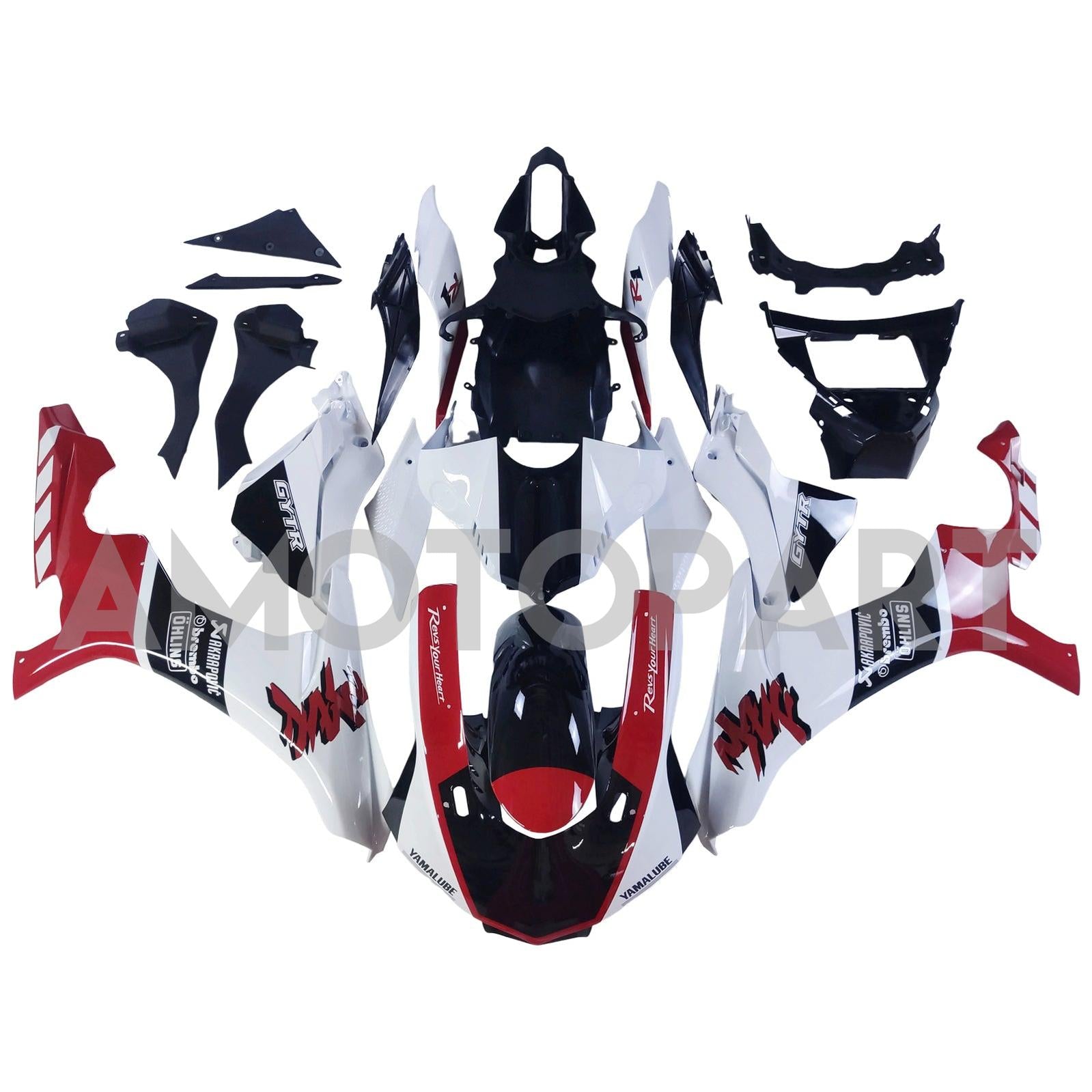 Amotopart Yamaha 2015-2019 YZF 1000 R1 White&Red Style2 Fairing Kit