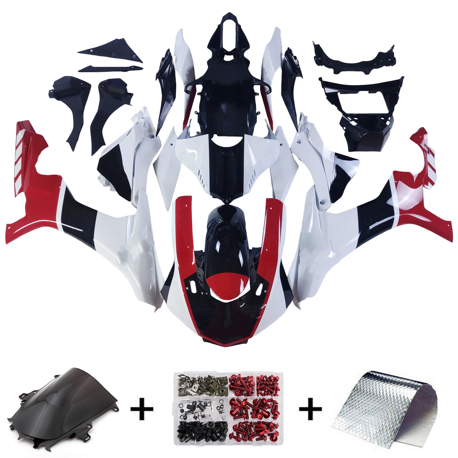 Amotopart Yamaha 2015-2019 YZF 1000 R1 White&Red Style2 Fairing Kit
