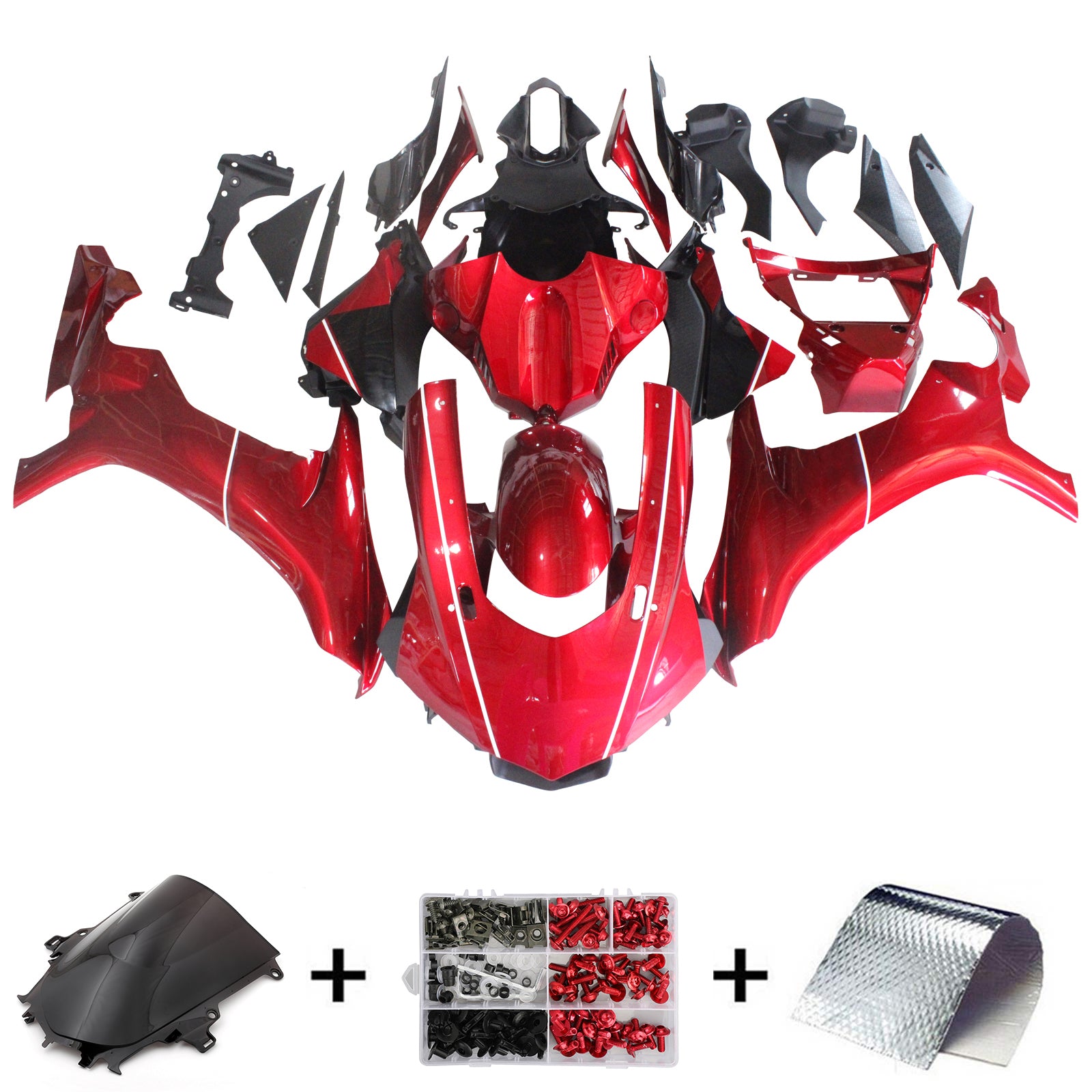 Amotopart Yamaha 2015-2019 YZF 1000 R1 Gloss Dark Red Fairing Kit