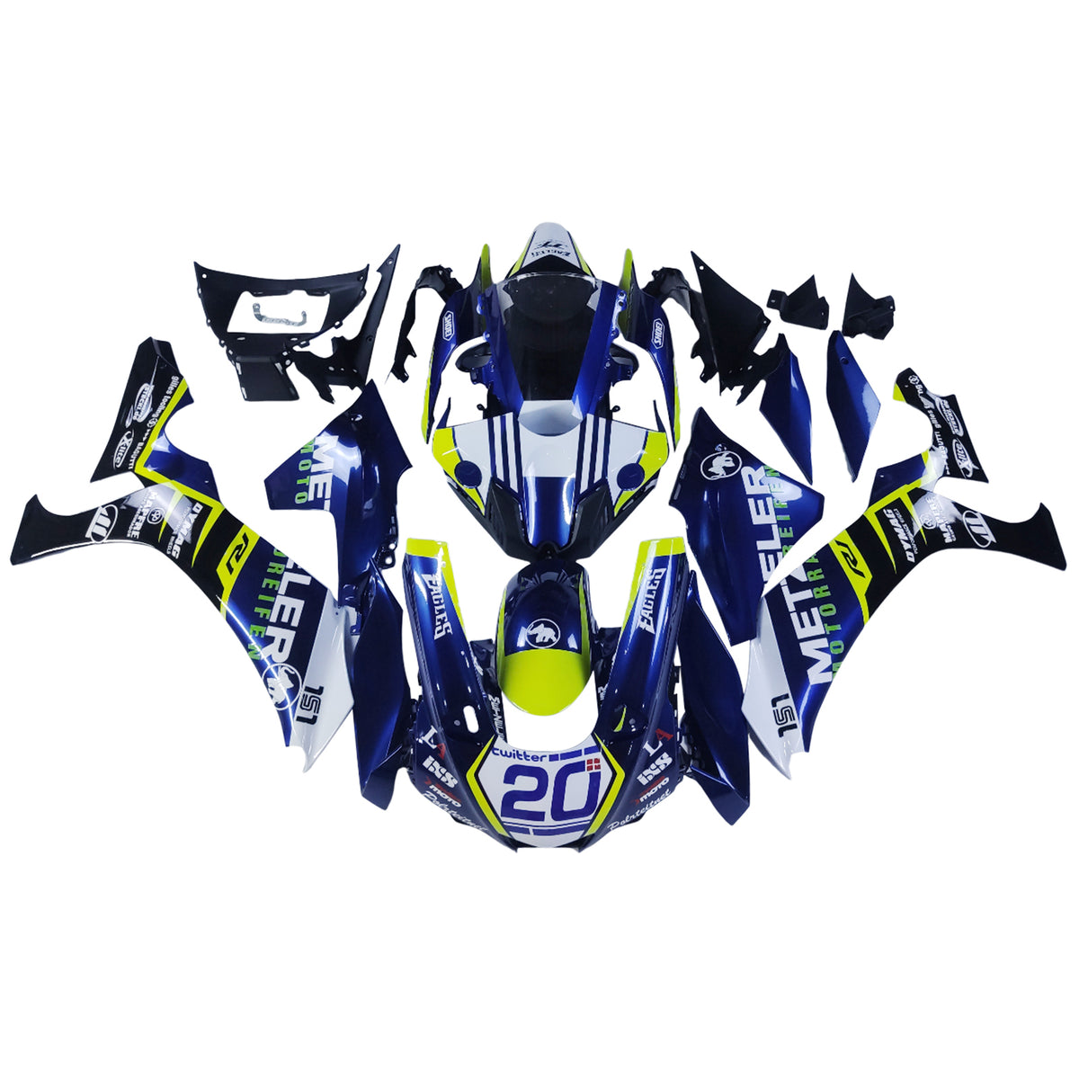 Amotopart Yamaha 2015–2019 YZF 1000 R1 Blau-Gelb Verkleidungsset