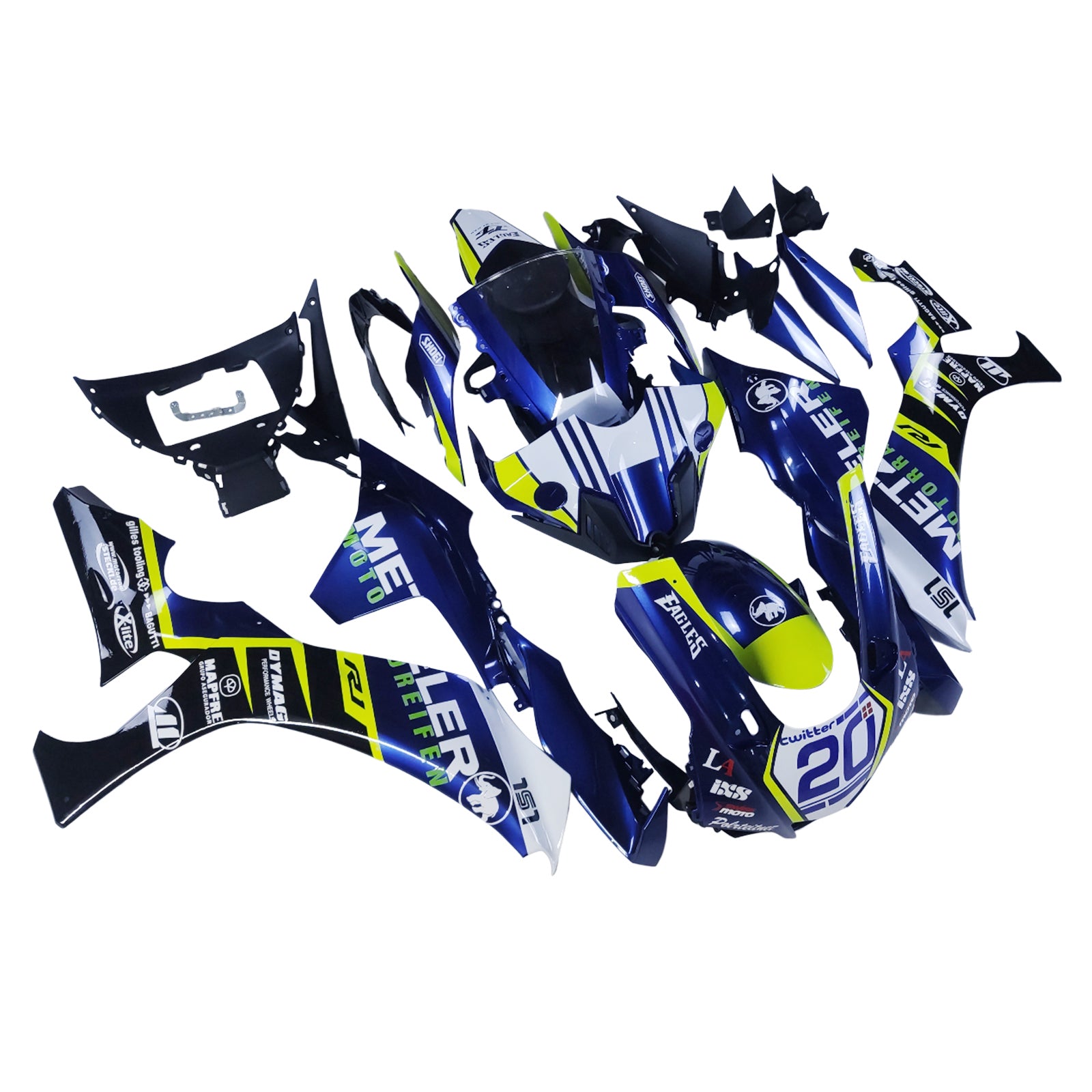 Amotopart Yamaha 2015-2019 YZF 1000 R1 Blue&Yellow Fairing Kit