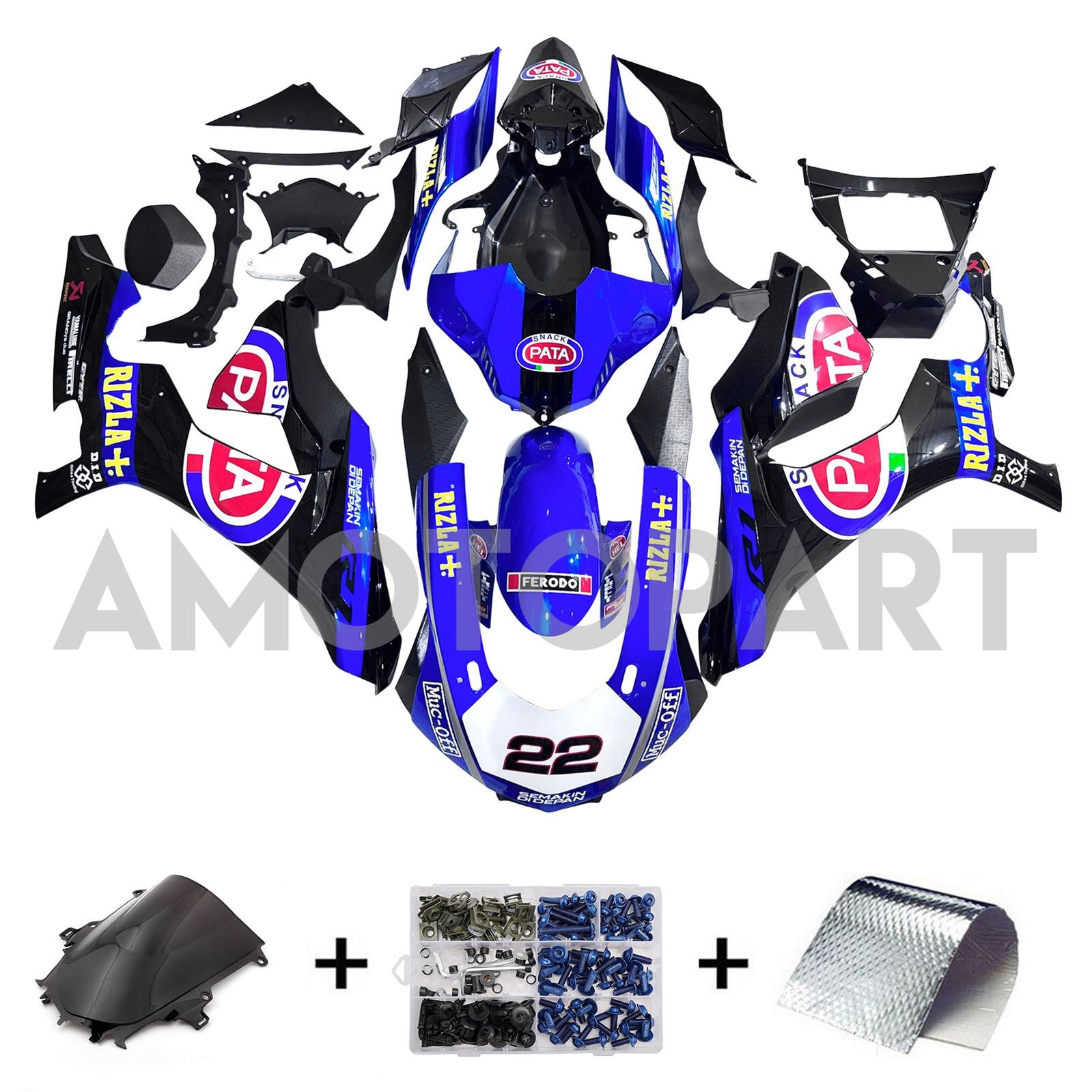 Amotopart Yamaha 2015-2019 YZF 1000 R1 Blue&Black Style5 Fairing Kit