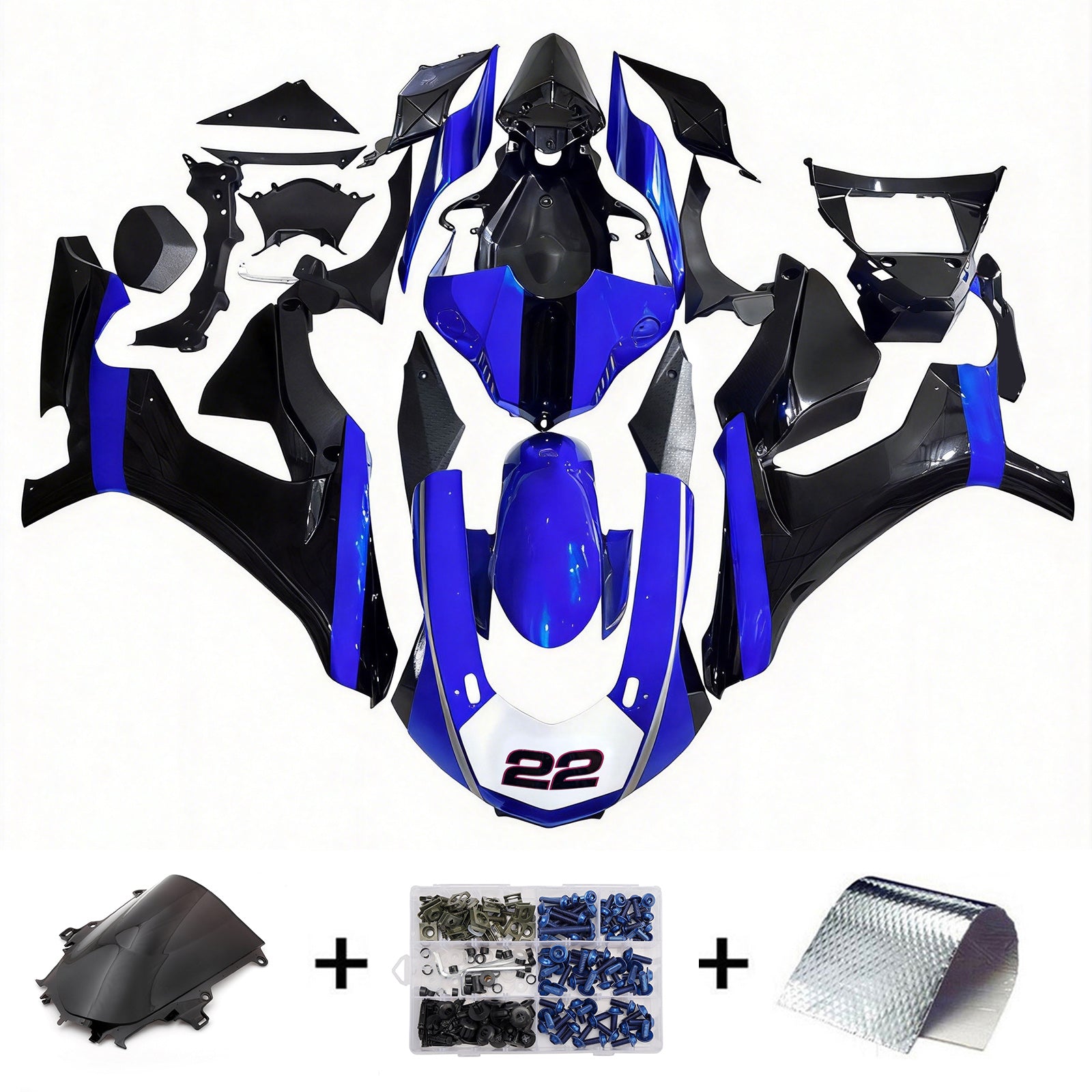 Amotopart Kit carena Yamaha 2015-2019 YZF 1000 R1 Blu e Nero Style 5